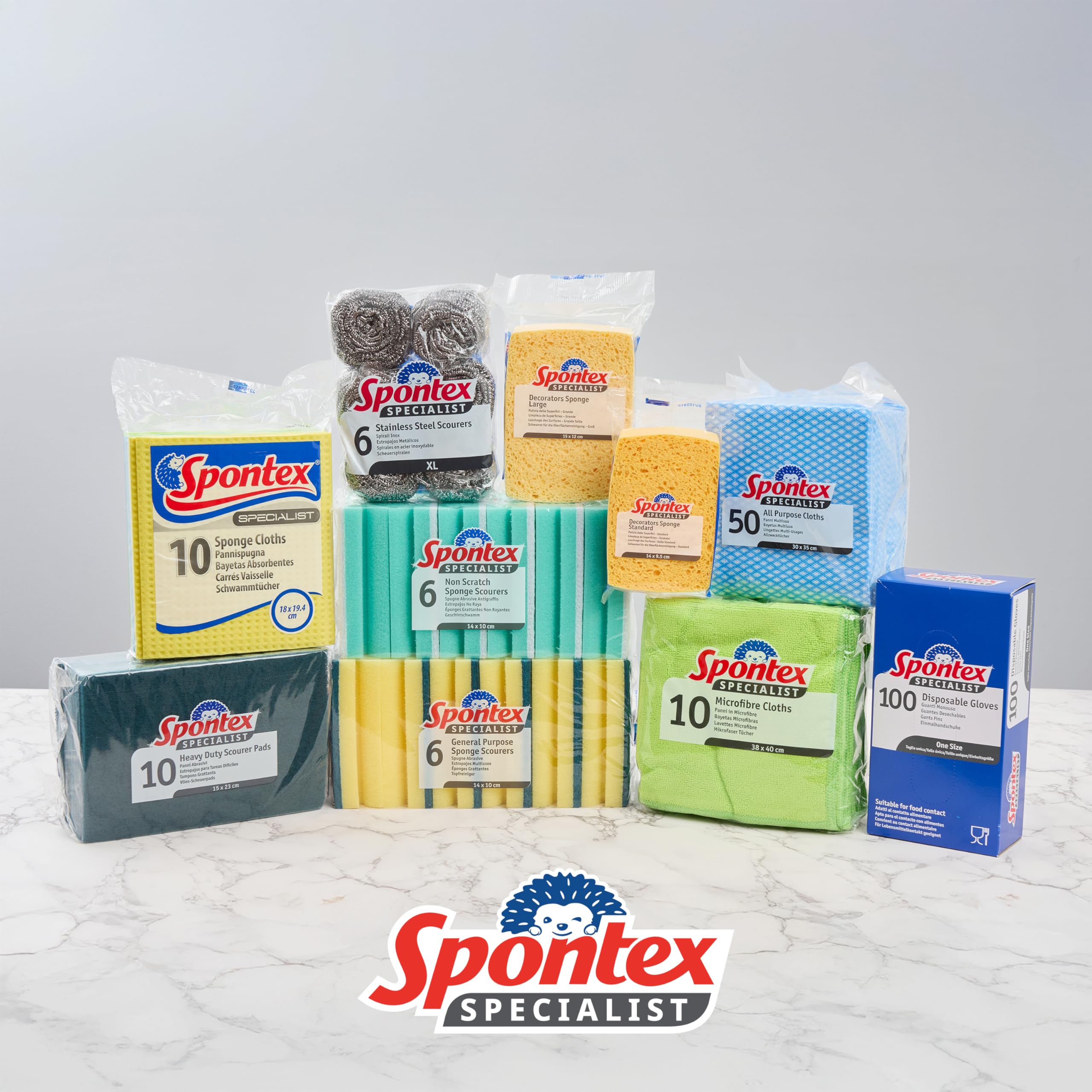 Spontex Specialist Stainless Steel Scourers - Heavy Duty Scrubbing for Grills & Trays | 6 Pack 6