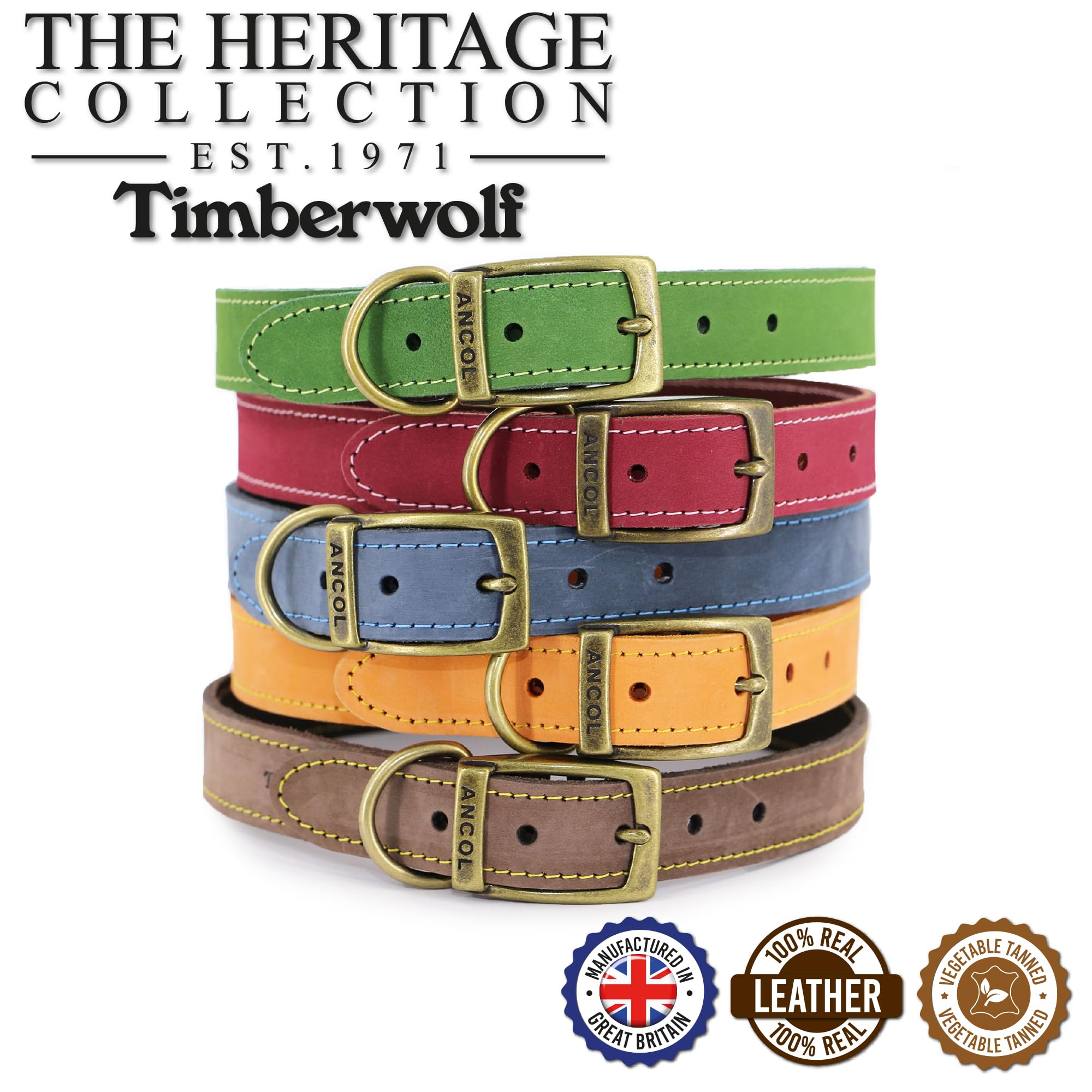 Ancol Timberwolf Premium Leather Dog Collar - Top-Grain Bridle Leather | Size 3 (28-36 cm) | Raspberry 6