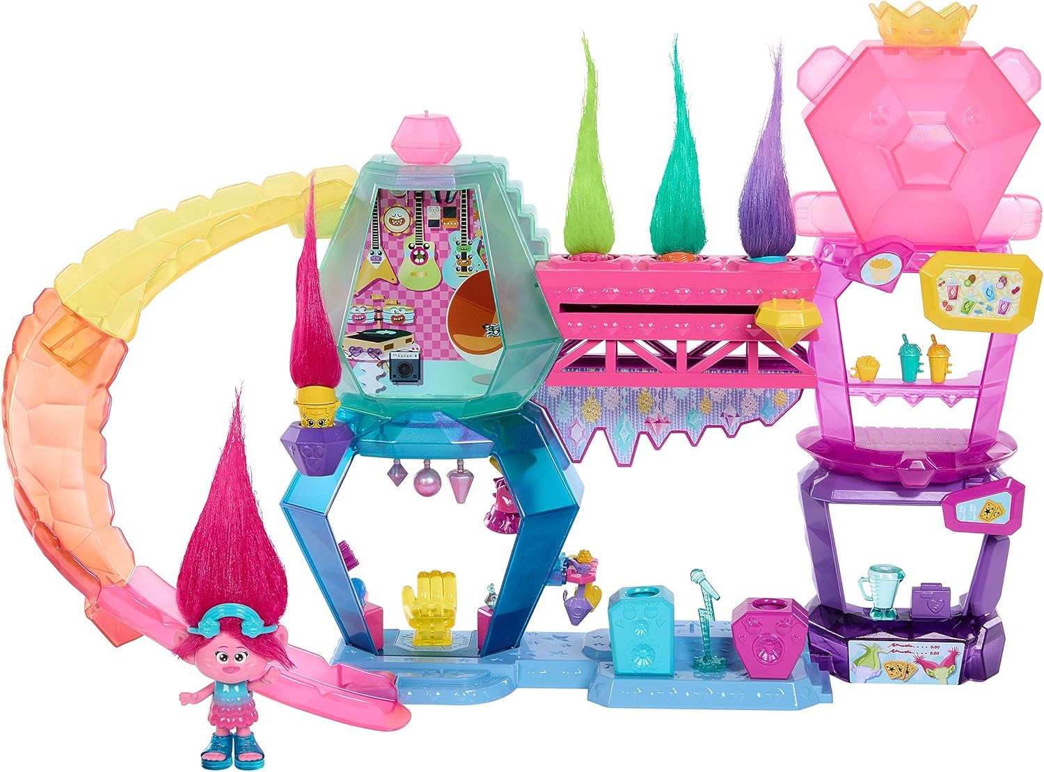 DreamWorks Trolls Band Together Mount Rageous Playset with Queen Poppy Doll - Interactive 2-Story Adventure Set 1