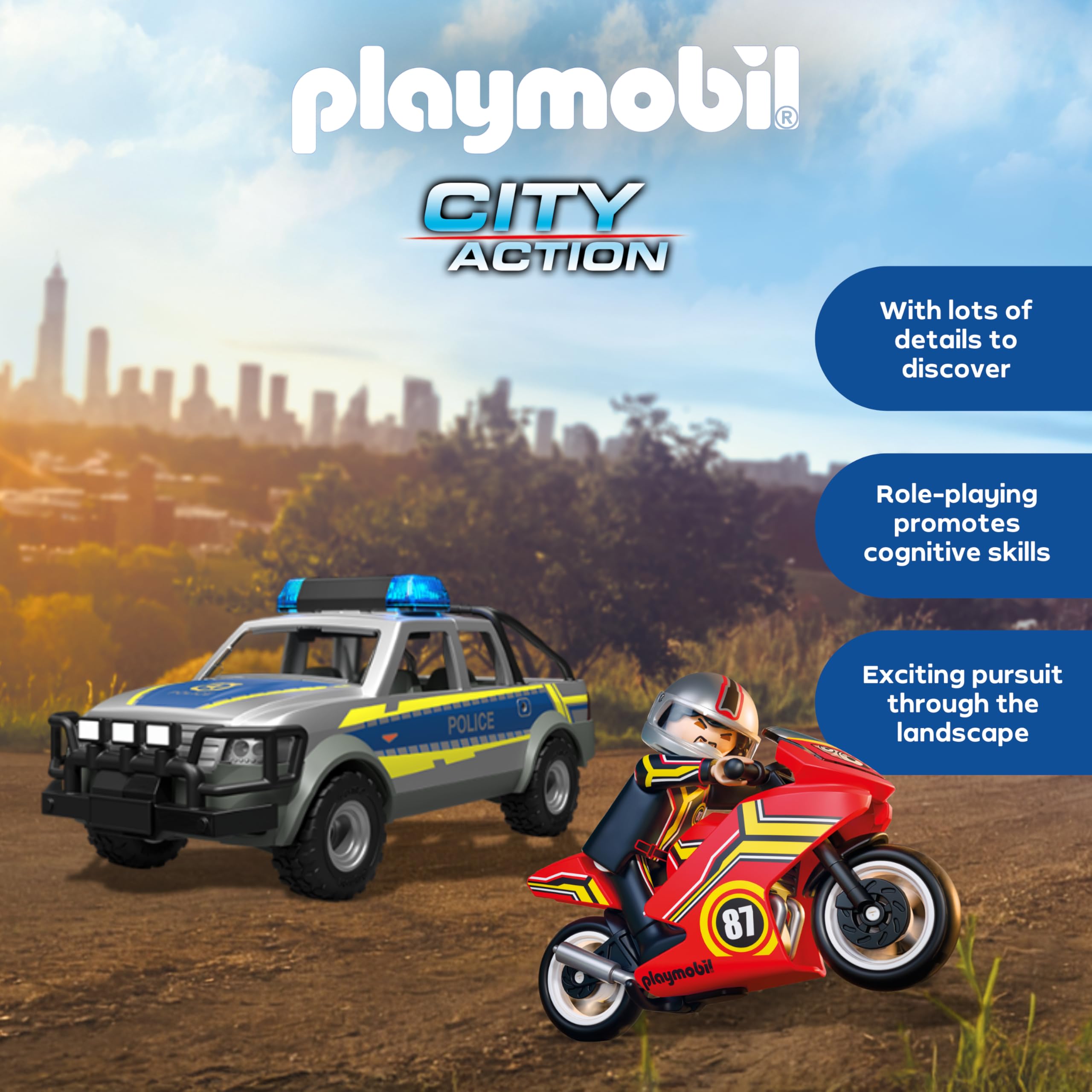 Playmobil Action Heroes Chase with Police Pick-Up | Ages 4+ | Multicolor Plastic 3