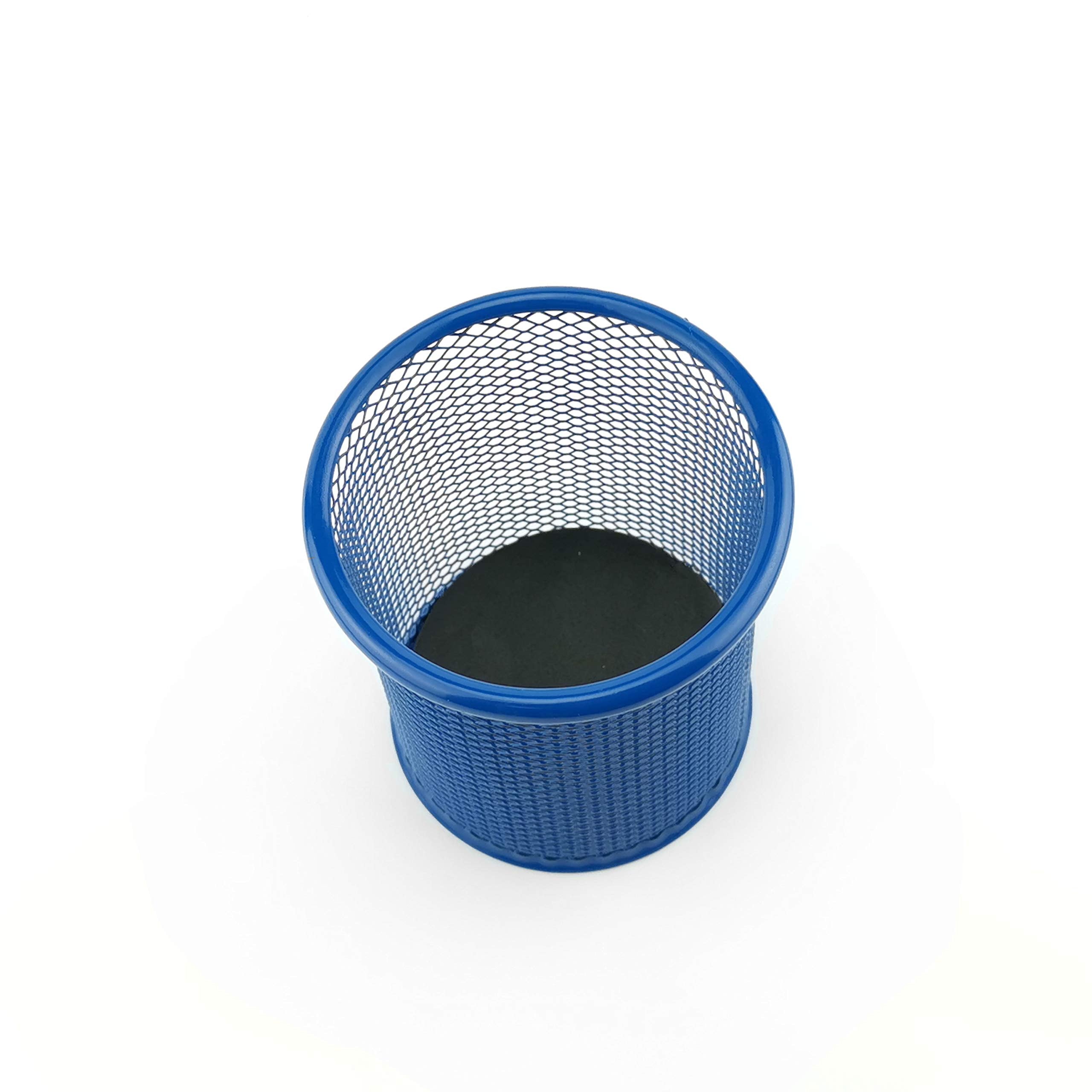 Leviatan Metal Pencil Holder - Round Mesh Design | Blue | Rust Resistant | 90x90x100mm