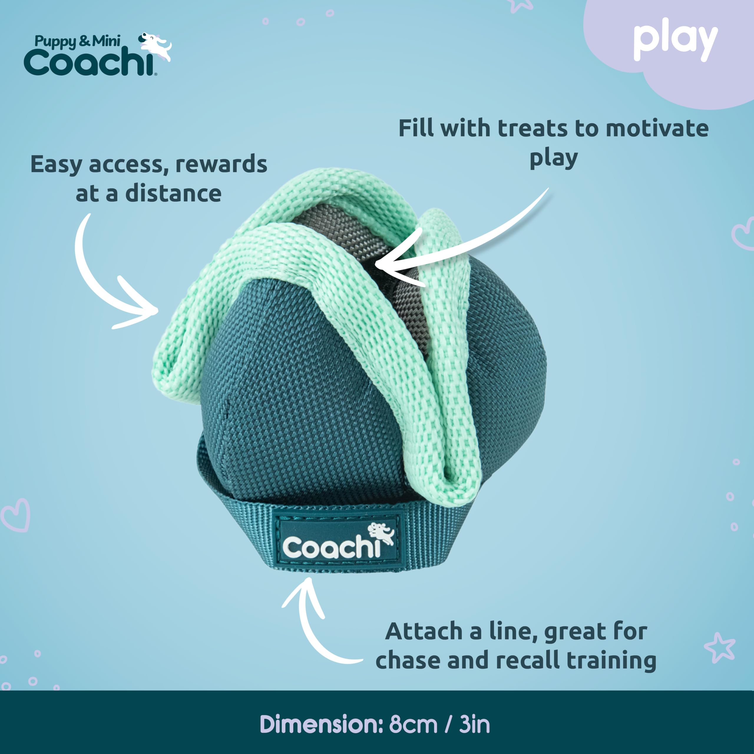Coachi Puppy & Mini Chase & Treat Ball - Lightweight Fetch Toy for Small Dogs | Teal & Mint 4