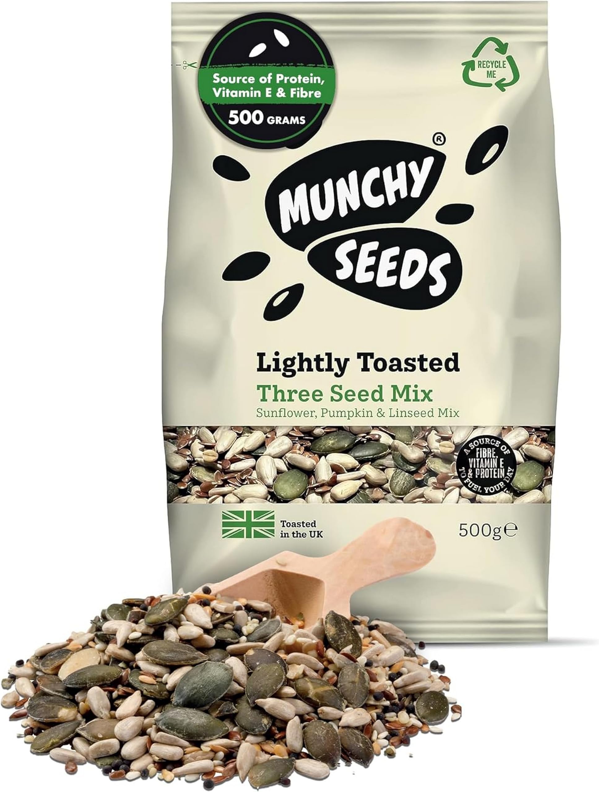 Munchy Seeds Lightly Toasted 3 Seed Mix - Pumpkin, Sunflower & Linseed | 500g | Vegan