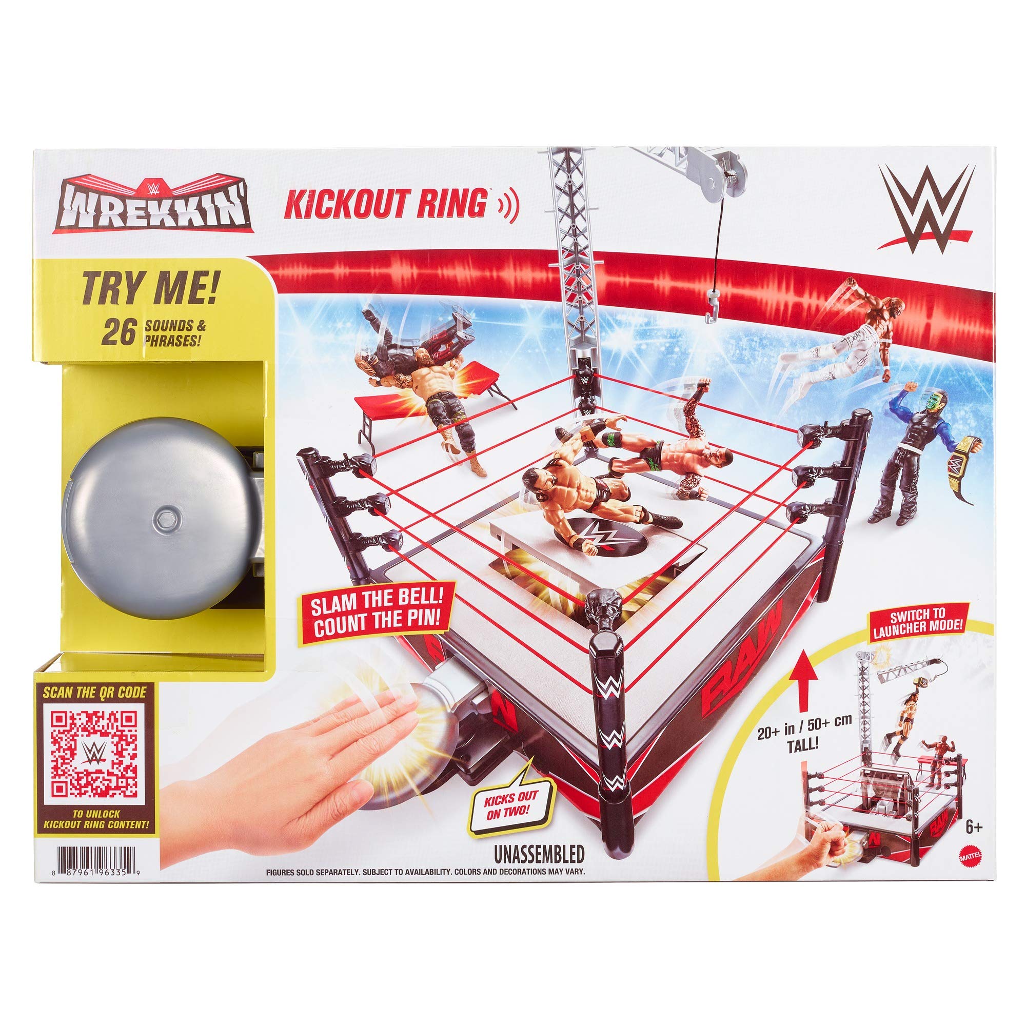 WWE Wrekkin Kickout Ring Spielset – 2-Modus-Actionfiguren-Arena mit Breakaway-Tisch und Meisterschaft, ab 6 Jahren 9