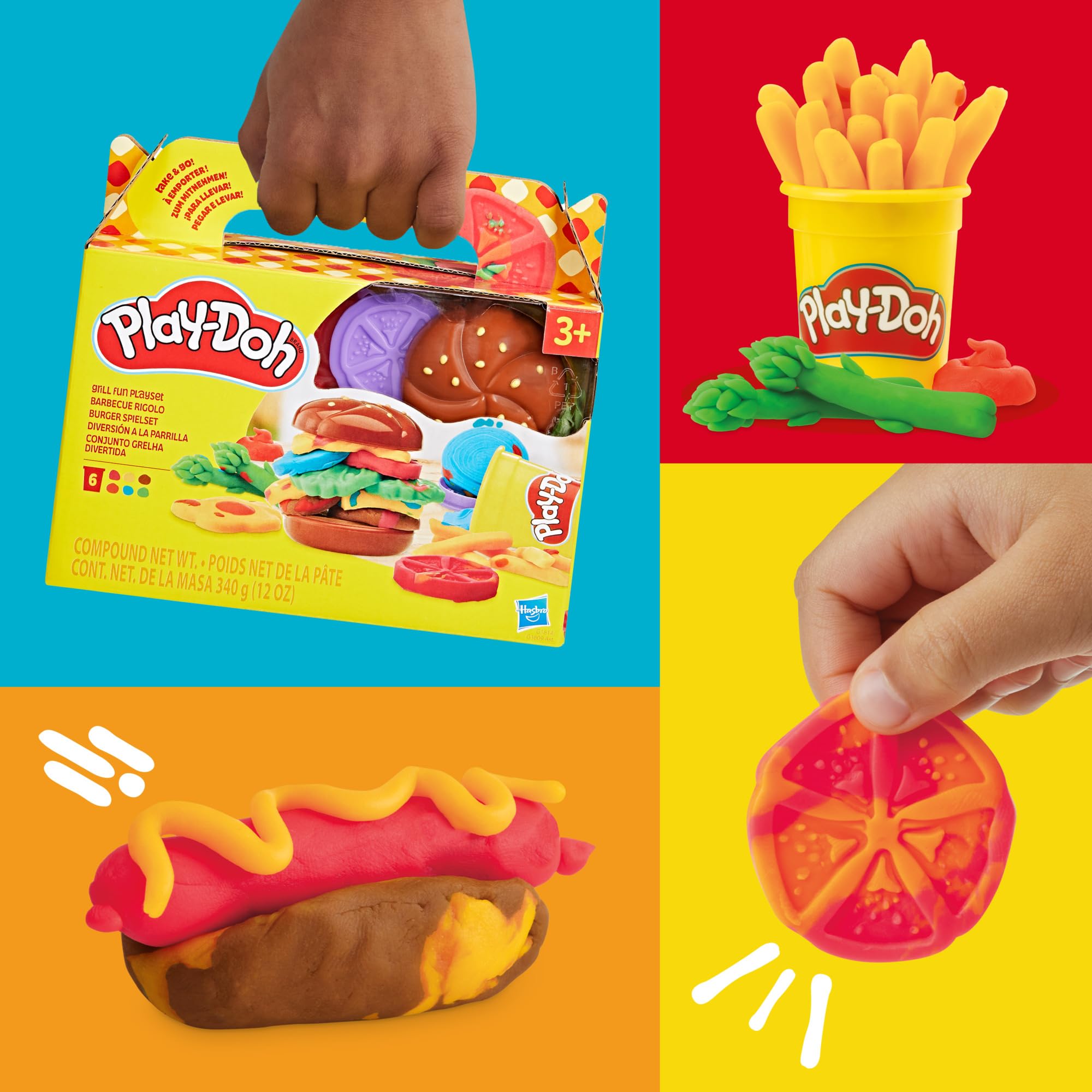 Play-Doh Grill Fun Playset - Ages 3+ | Includes 6 Cans Compound | Non-Toxic 3