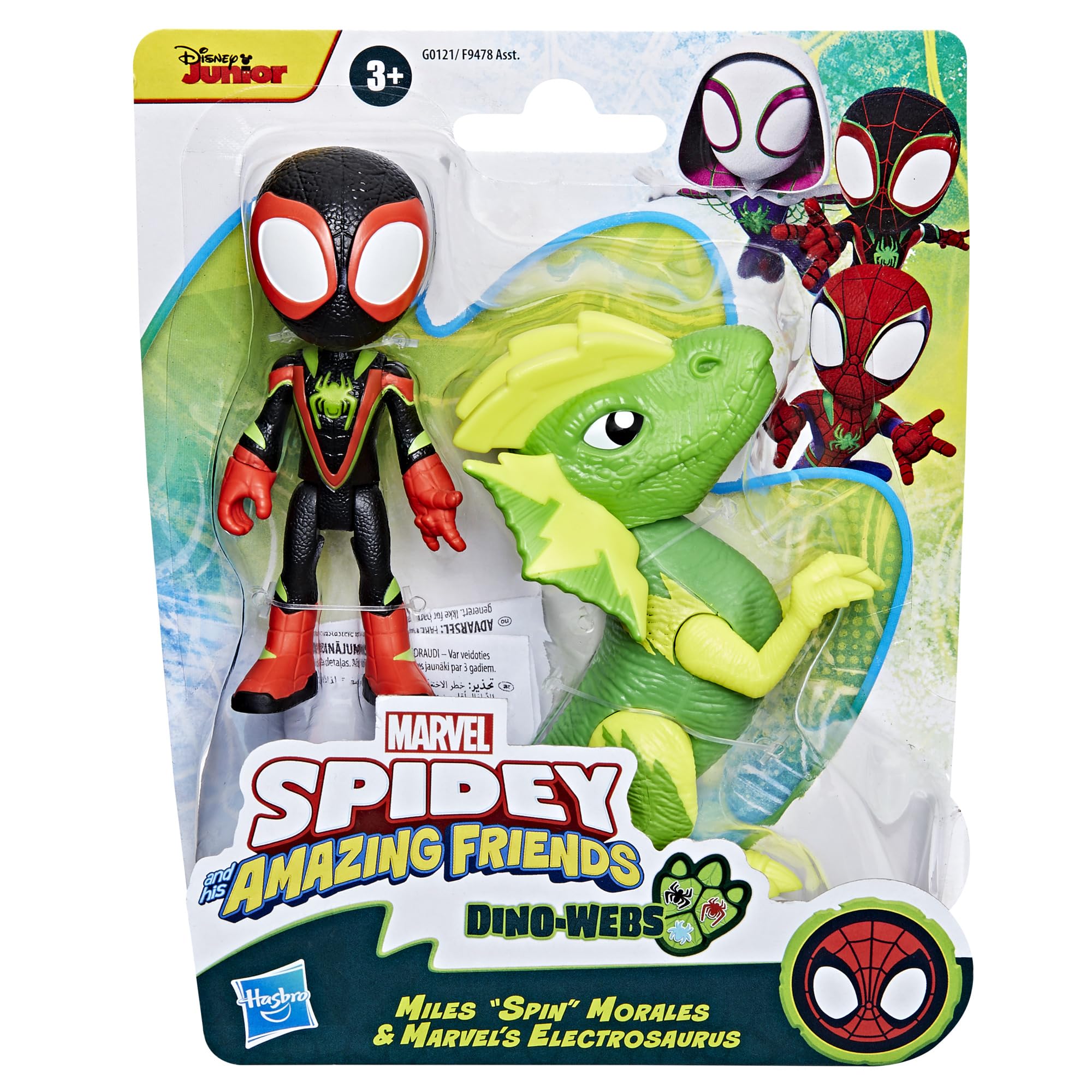 Marvel Spidey and His Amazing Friends Miles Morales & Electrosaurus Dino-Webs Action Figure Set - Ages 3+ 6