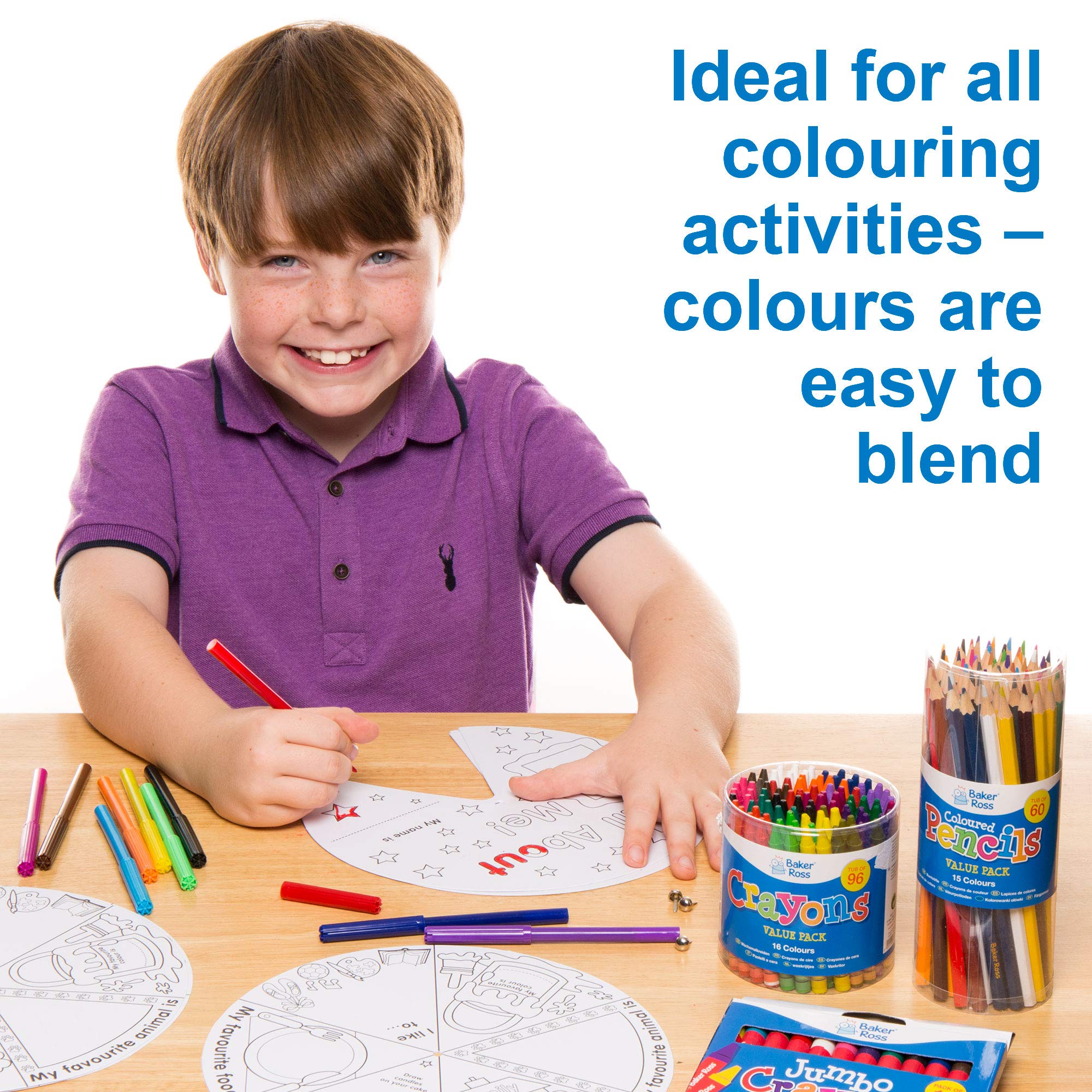 Baker Ross AV257 Chunky Wax Crayons - Pack of 96, Assorted Colours | Paper Wrapped 5