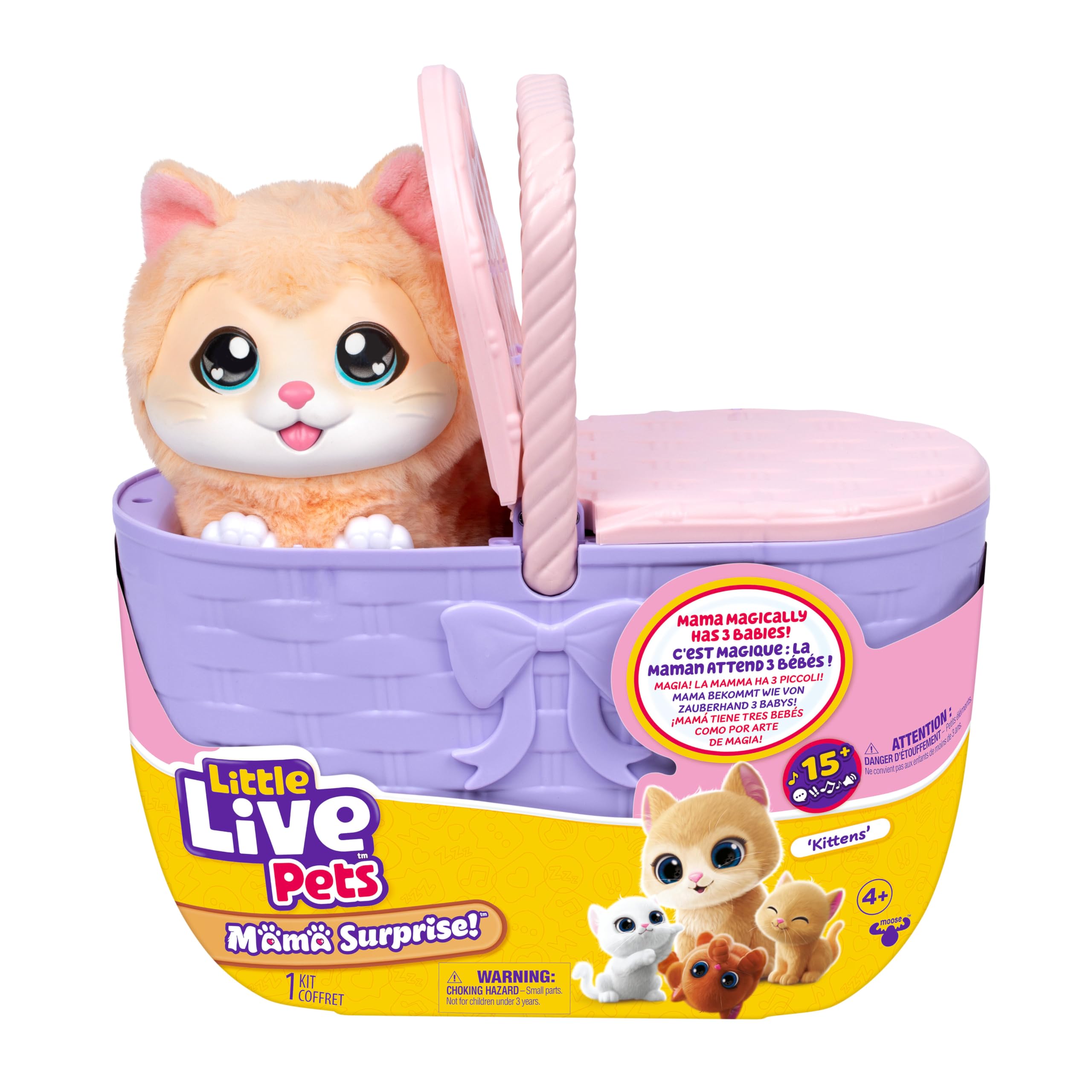 Little Live Pets Mama Surprise Kittens Playset | Interactive Mama with 15+ Sounds | Ages 4+