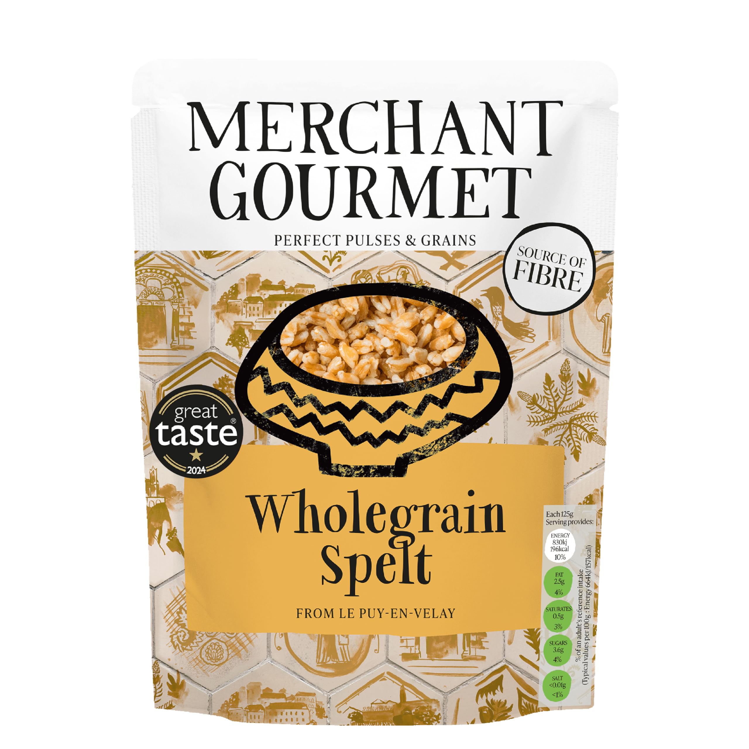 Merchant Gourmet Ready-to-eat Wholegrain Spelt - 6 x 250g Pouches | Ancient Grain | Olive Oil Cooked
