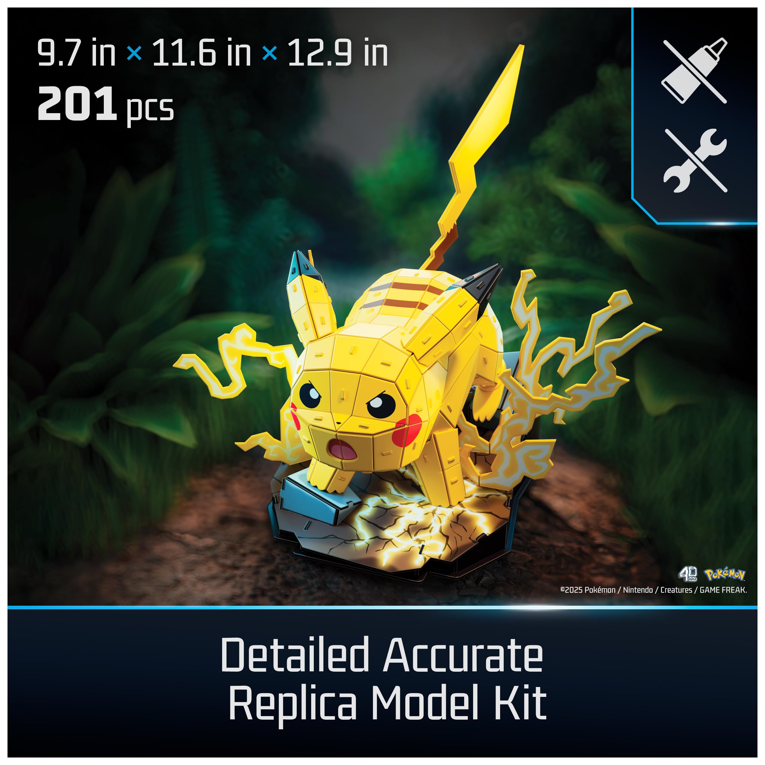 4D Build Pokémon Pikachu 3D Model Kit - 201 Pieces | Ages 12+ | 24.6 cm x 33 cm