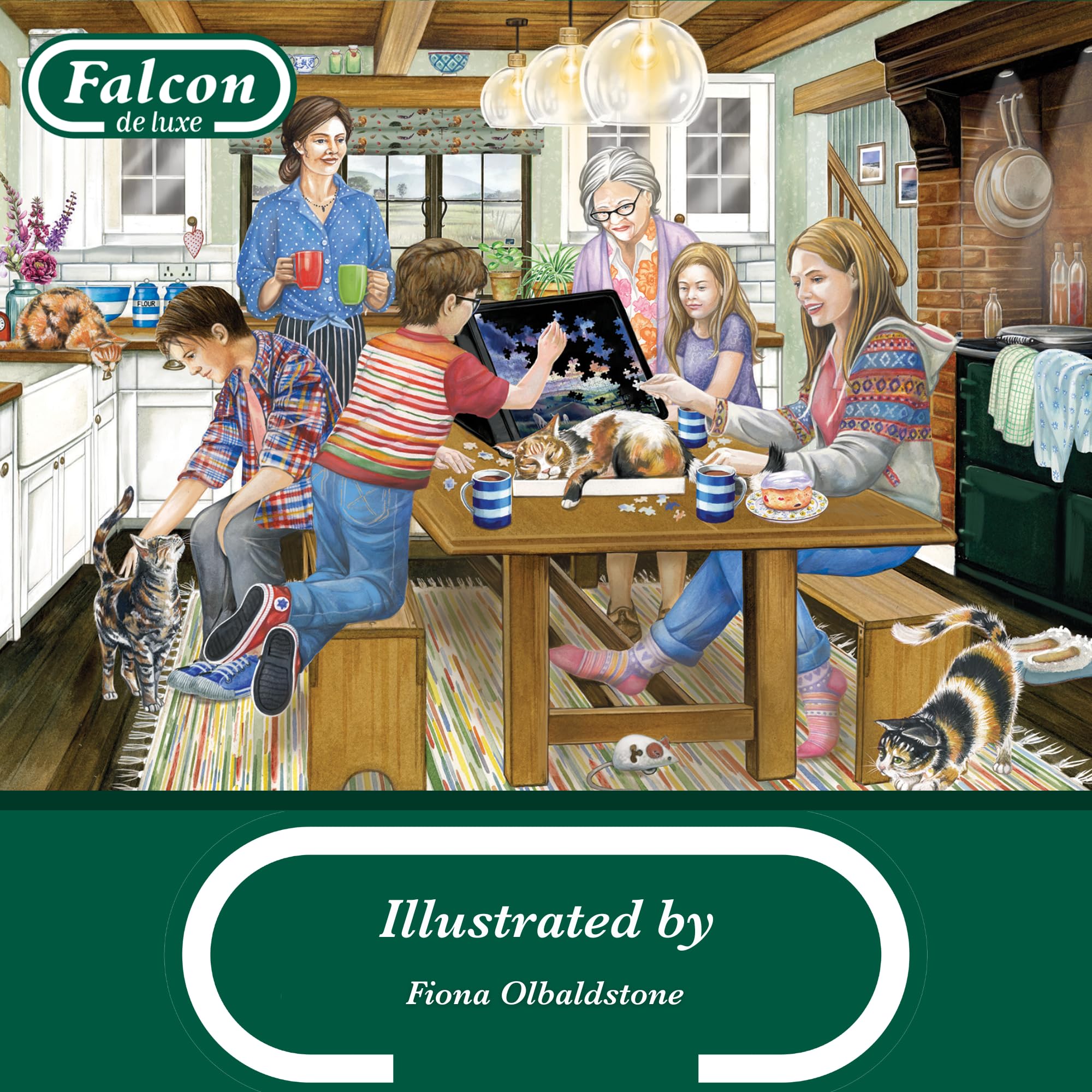Falcon Afternoon Puzzling 500 Piece Jigsaw Puzzle - Illustrated by Fiona Obaldstone 2