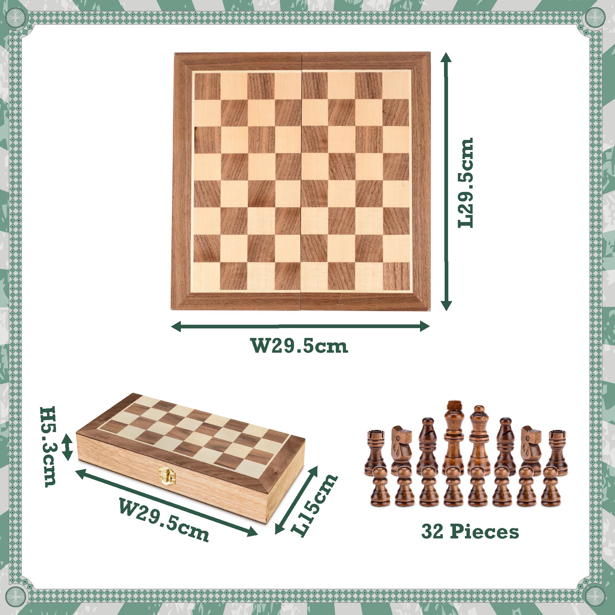 Toyrific Foldable Wooden Chess Travel Set - Classic Edition | Portable | 2 Players 3