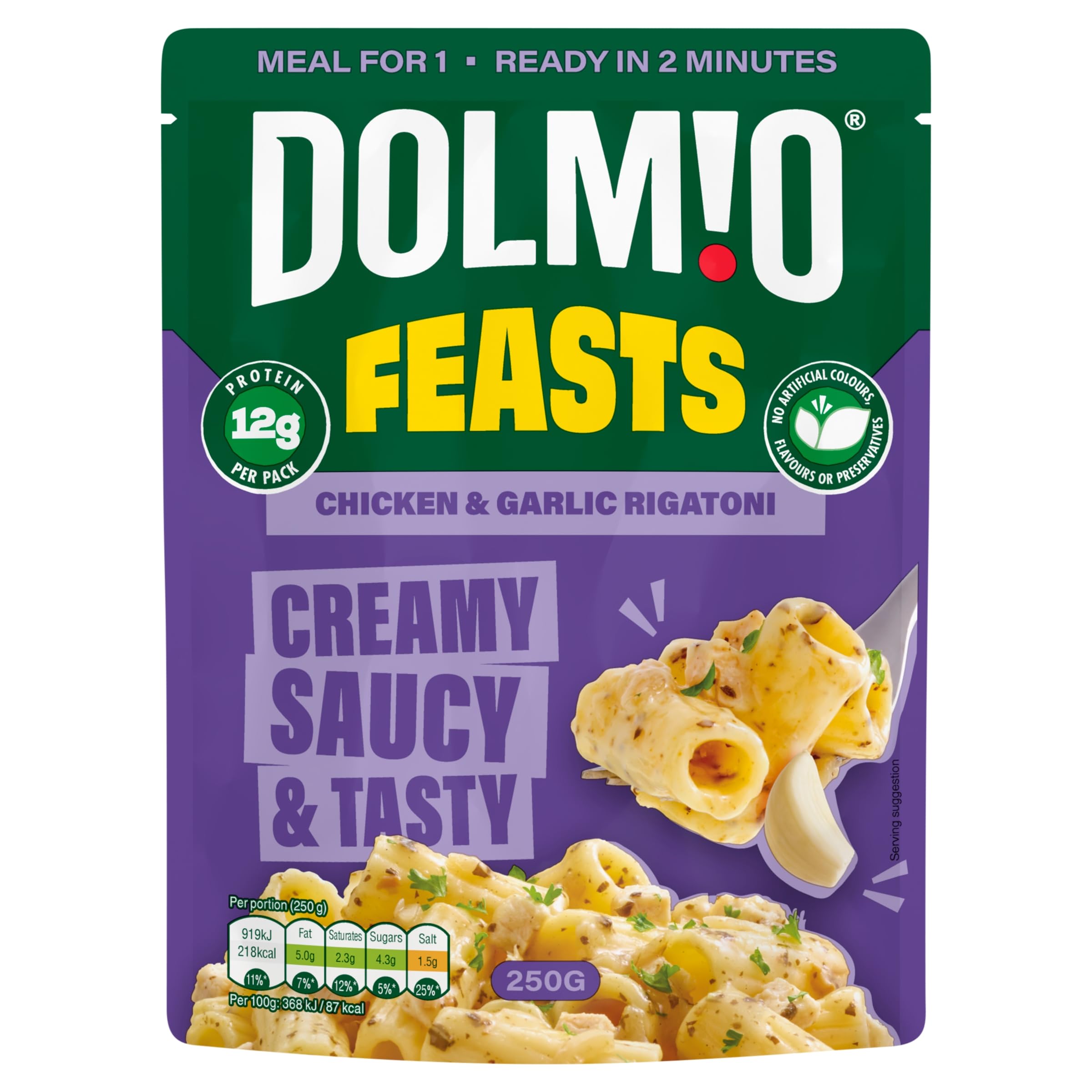 Dolmio Feasts Chicken & Garlic Rigatoni Ready Meal Pouch 250g