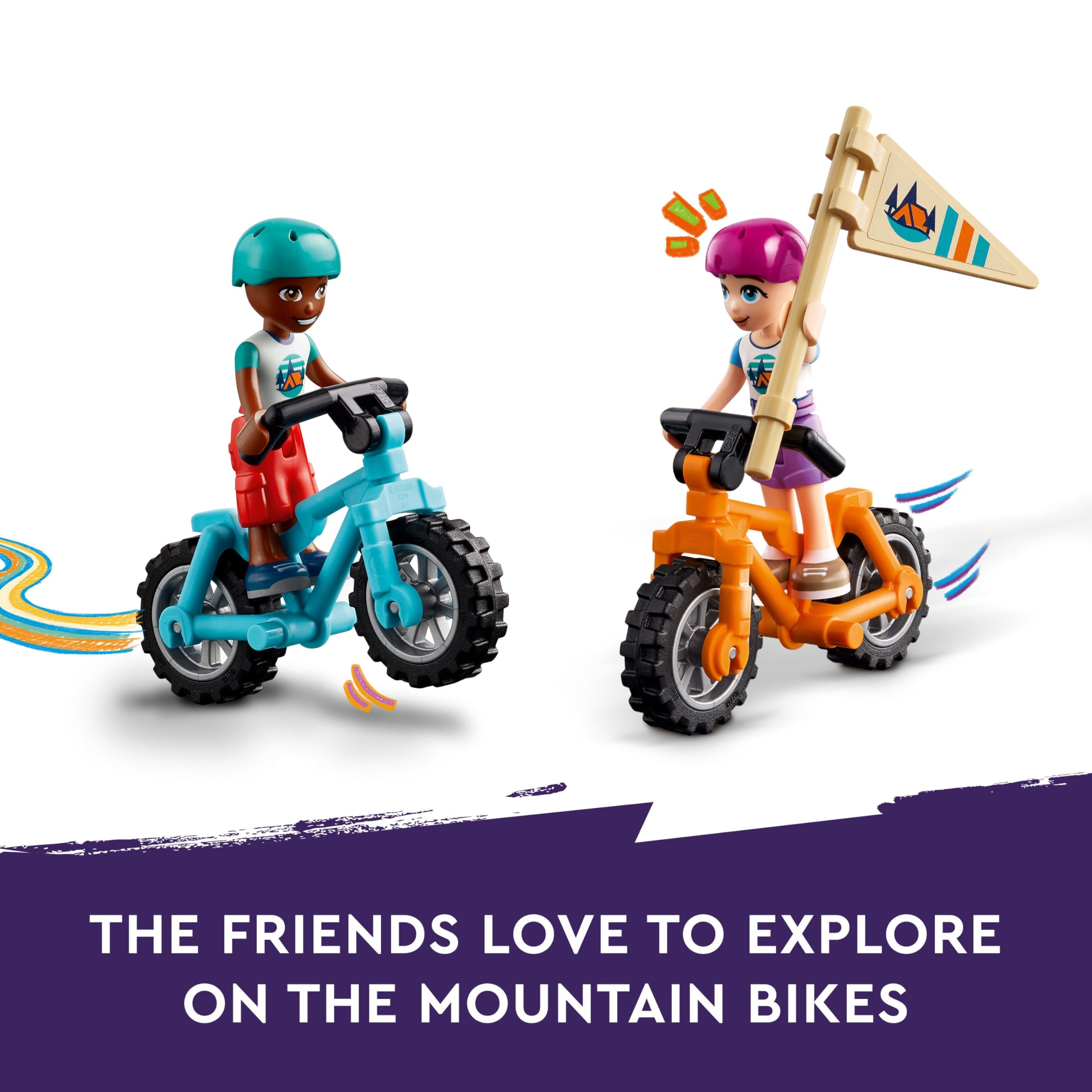 LEGO Friends Adventure Camp Cosy Cabins - Camping Playset with Mini-Dolls & Bikes for Ages 7+ 10