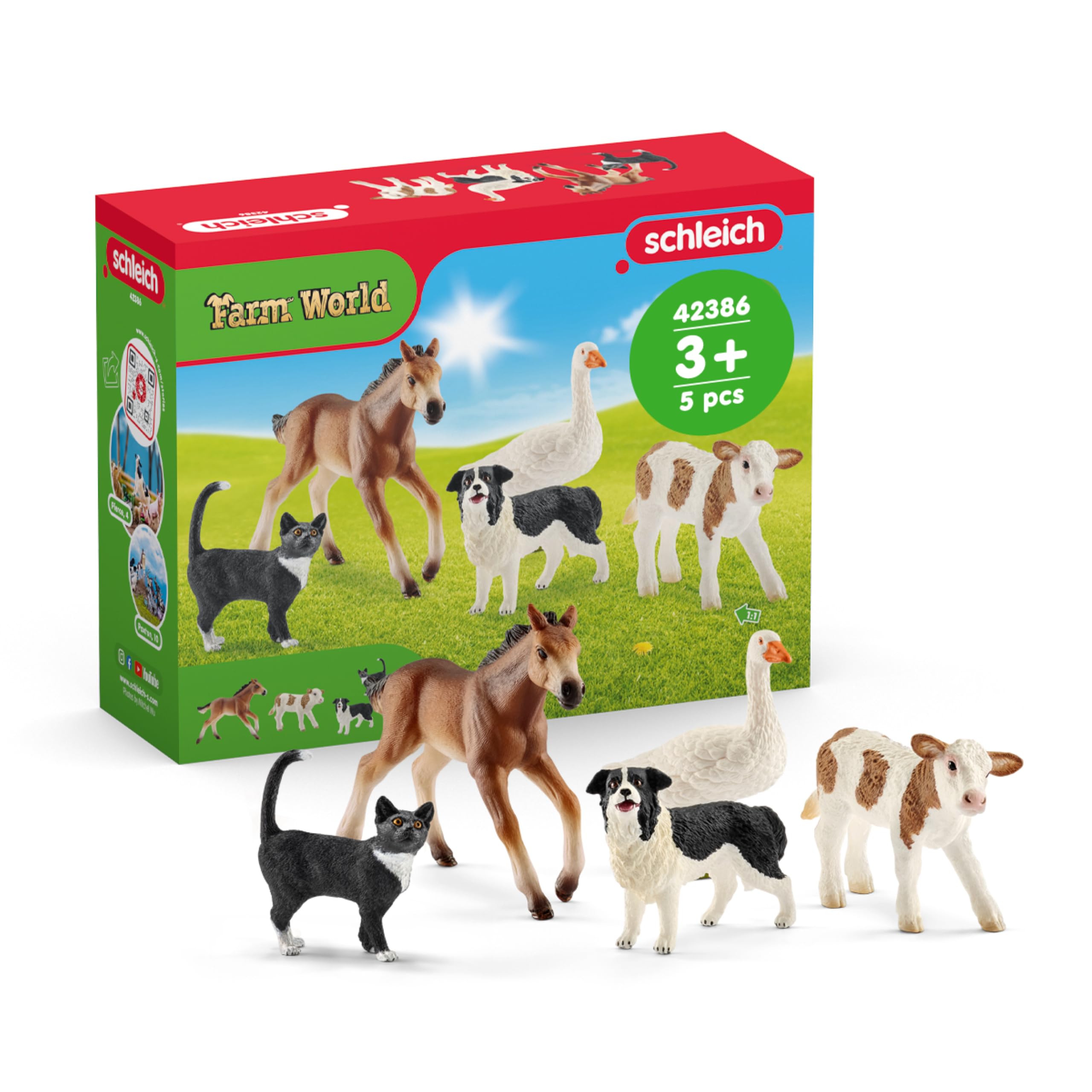 Schleich Farm World Animals Figurines Set - 5pc Realistic Figures | Ages 3+ | Plastic 1
