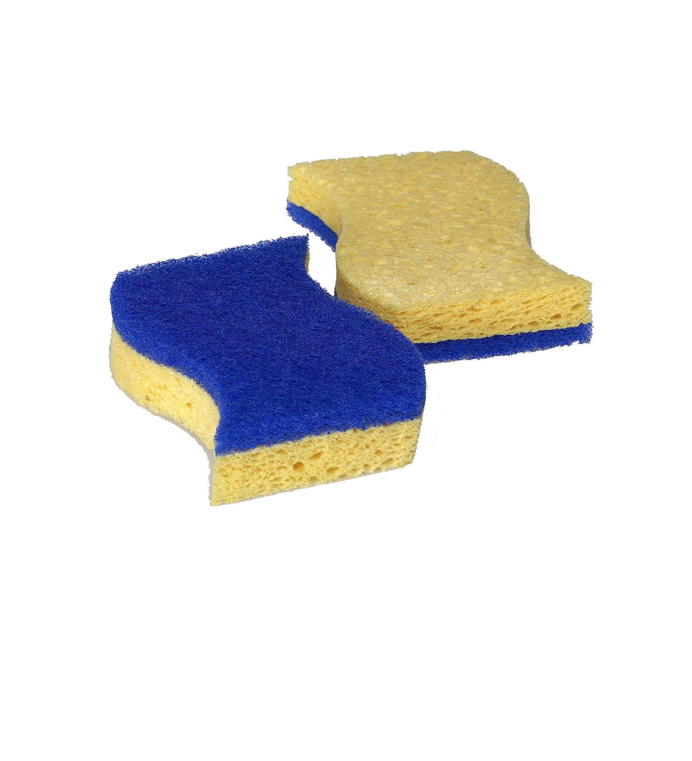 Spontex Non Scratch Super Absorbent Sponge Scourers - Pack of 2, Yellow/Blue | Biodegradable Cellulose 3