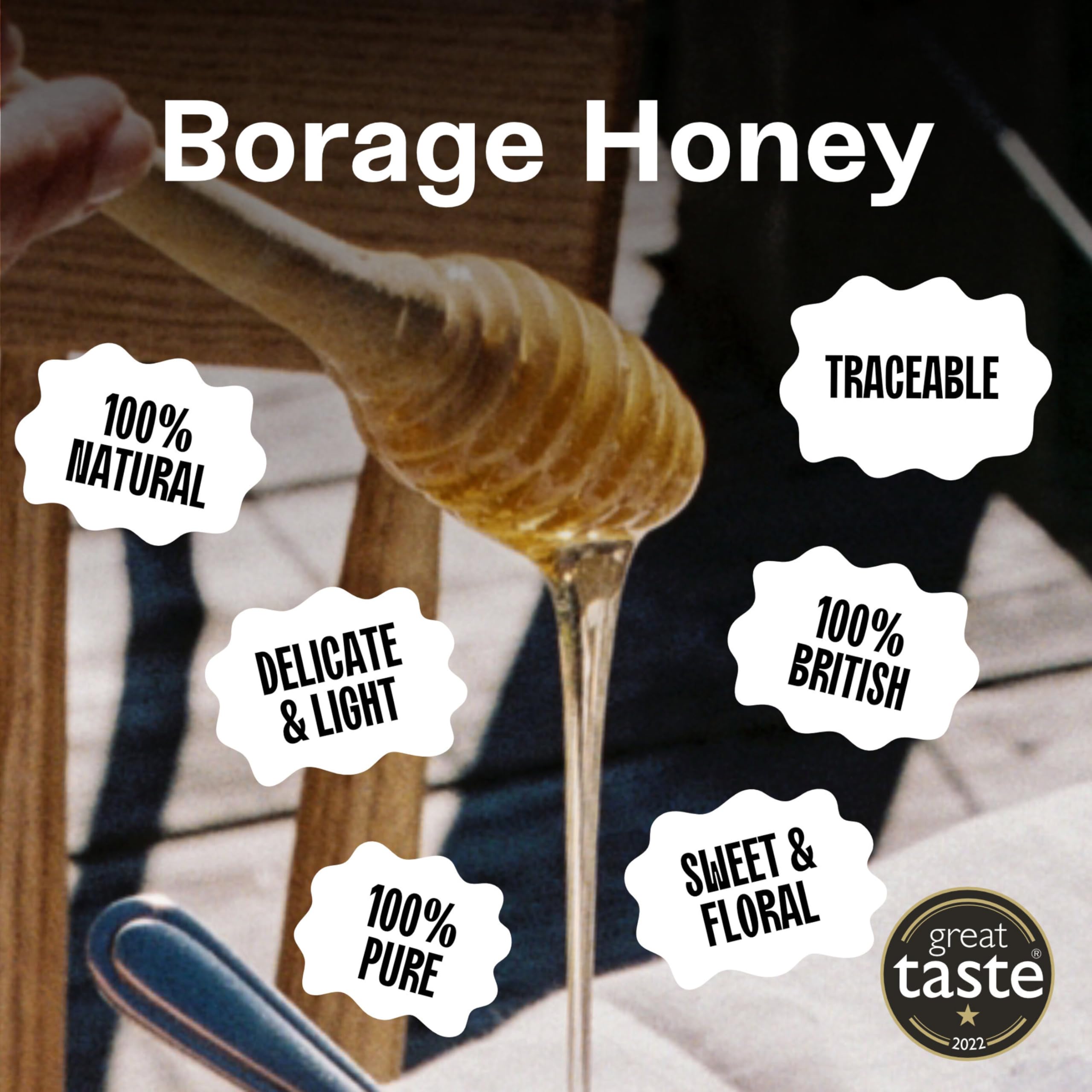 Black Bee Honey Starflower Honey Pure British Borage Light Sweet & Floral 227g 2