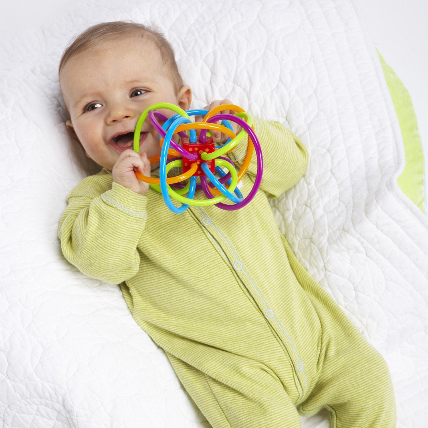 Manhattan Toy Winkel Rattle and Sensory Teether Toy - BPA-Free Tubes | Quiet Rattle | Newborn+ 2