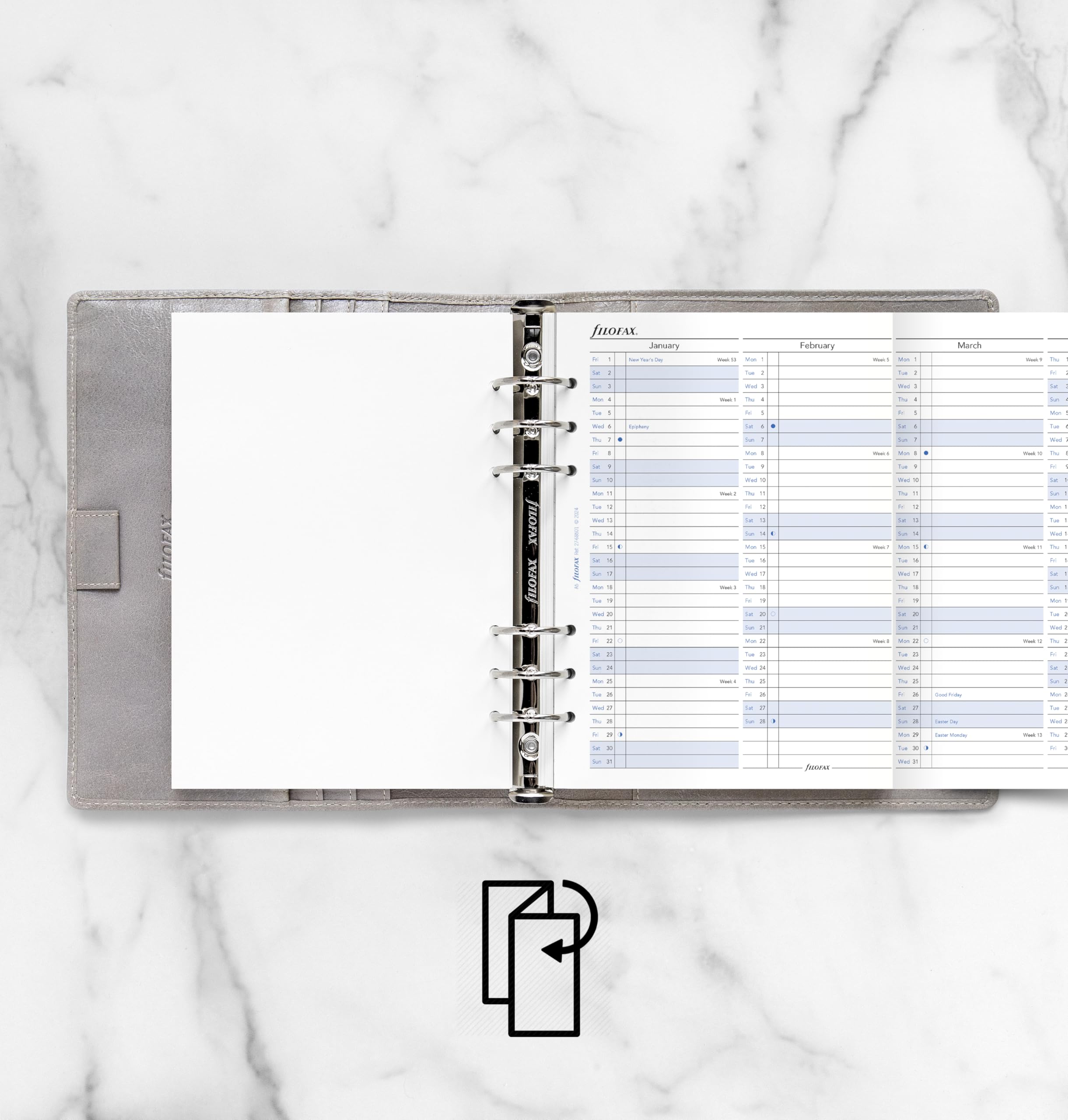 Filofax A5 Vertical Year Planner Refill 2027 | 100gsm Fountain Pen Friendly Paper 3