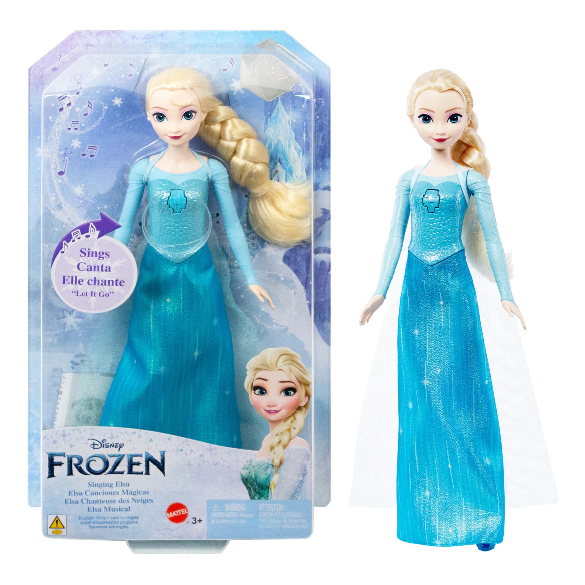 Mattel Disney Frozen Singing Elsa Fashion Doll - Sings 'Let It Go' in 4 Languages | 30cm Tall | Ages 3+