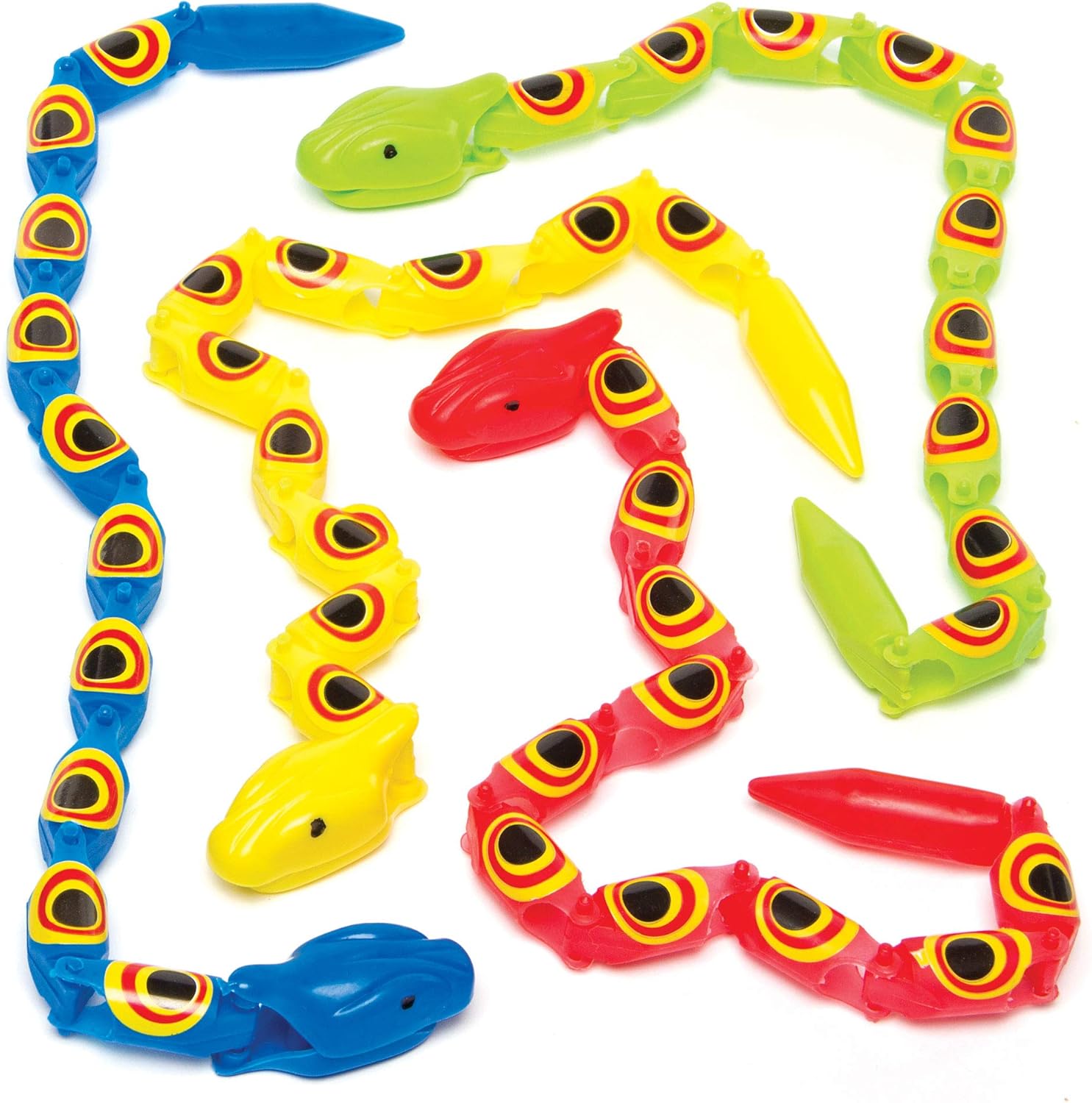 Baker Ross Jointed Wiggly Snakes - Fun Party Filler Toy for Kids (Pack of 10, Assorted Colors) 1