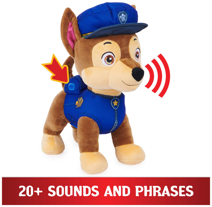 PAW Patrol, Talking Chase, 30,5 cm großes, interaktives Plüschtier mit Geräuschen und Phrasen