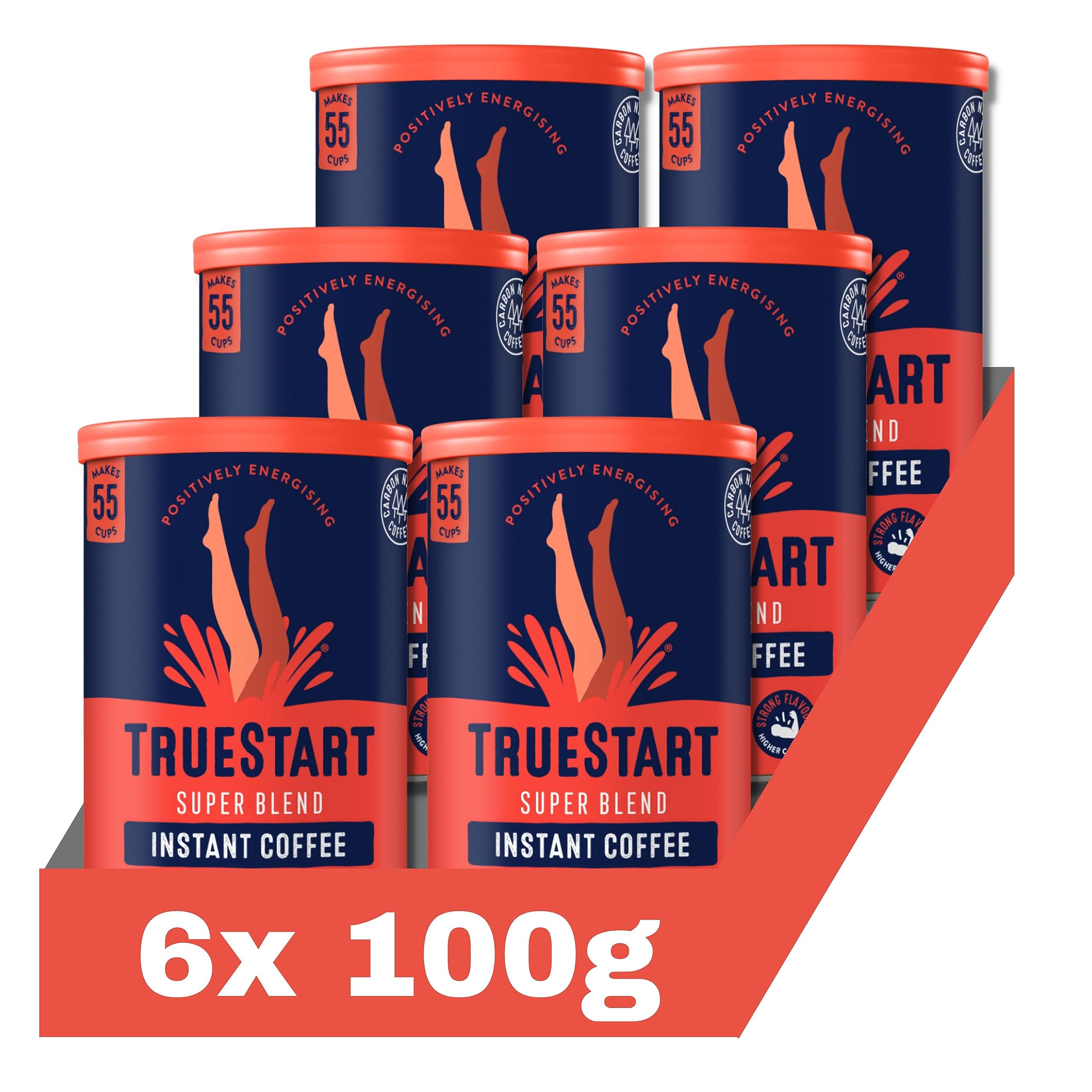 TRUESTART Barista Grade Super Blend Instant Coffee - Strong Dark Roast, 100% Robusta | 6 x 100g Tins 1