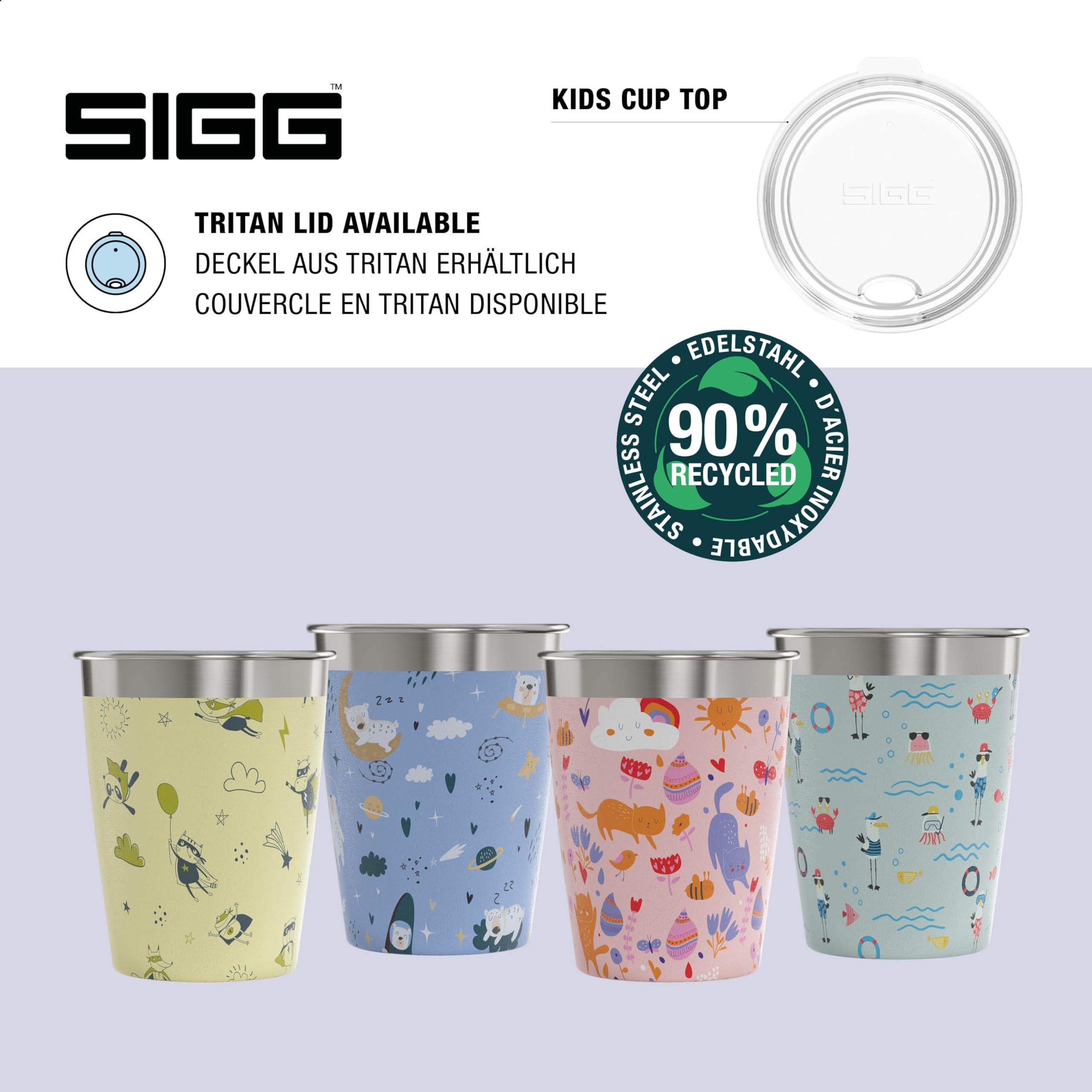 Sigg Kids Cup Set - 4x 0.35L Stainless Steel Drinking Cups, Daydream Design 5