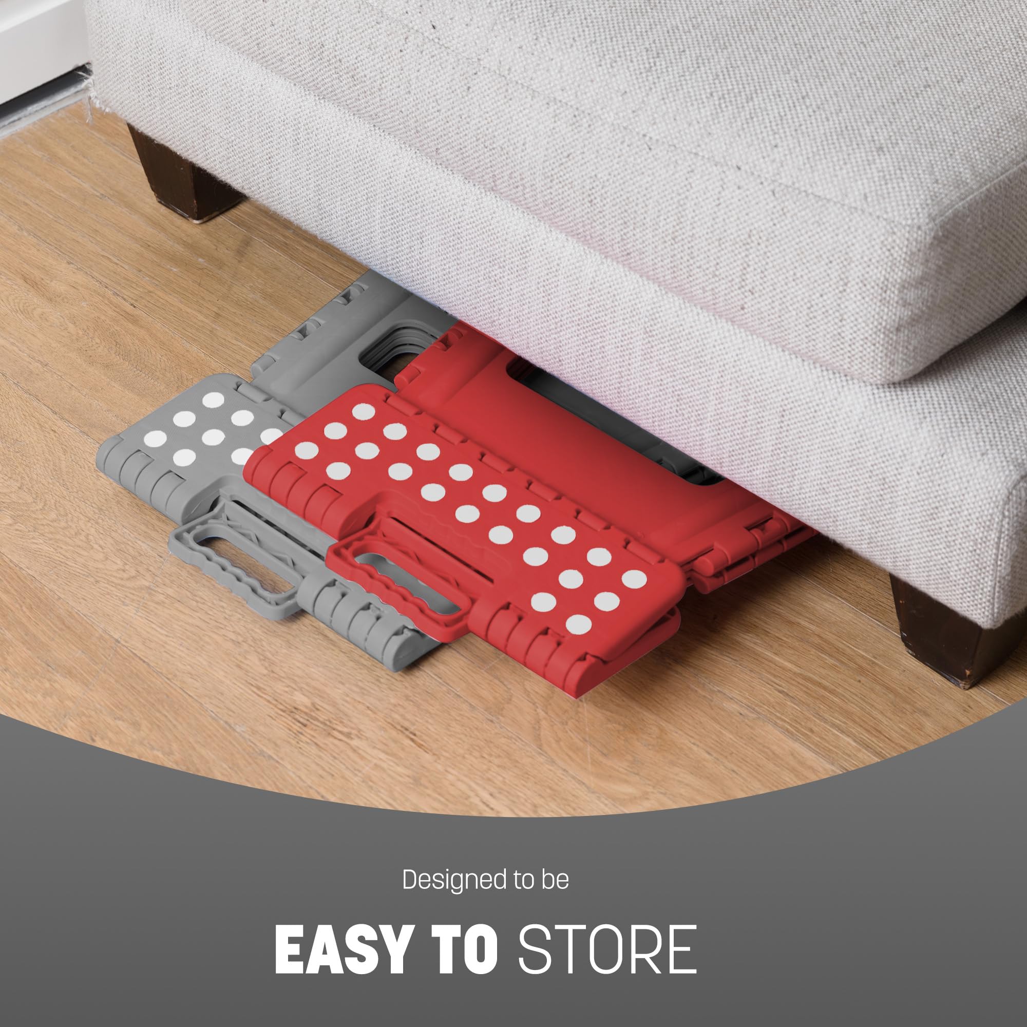 KEPLIN Folding Step Stool - 9 Inch Height | Supports up to 150kg | Grey Plastic 5