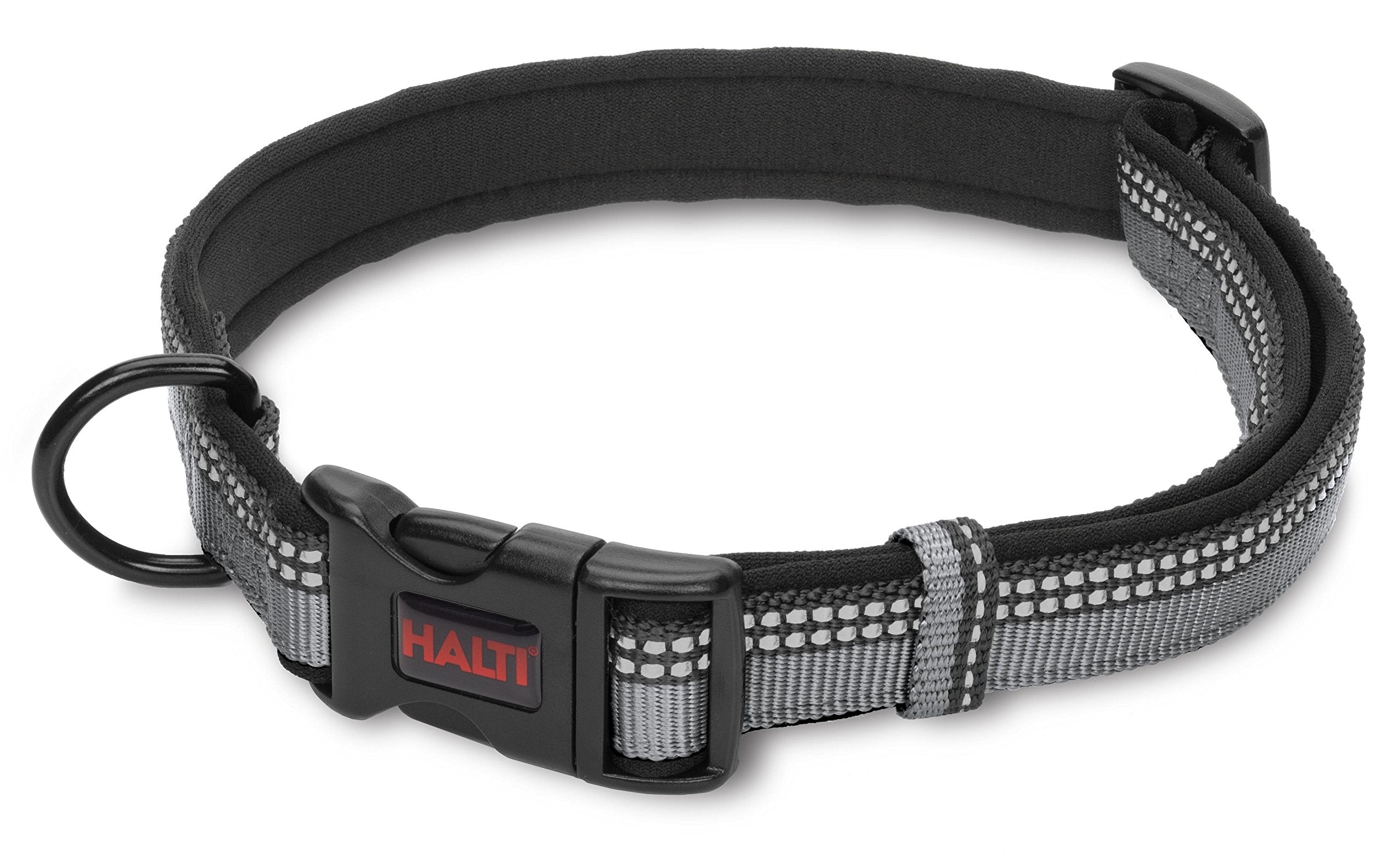 Halti Basic Collar - Medium Size, Black, Durable Nylon with Neoprene Lining | Reflective Strip