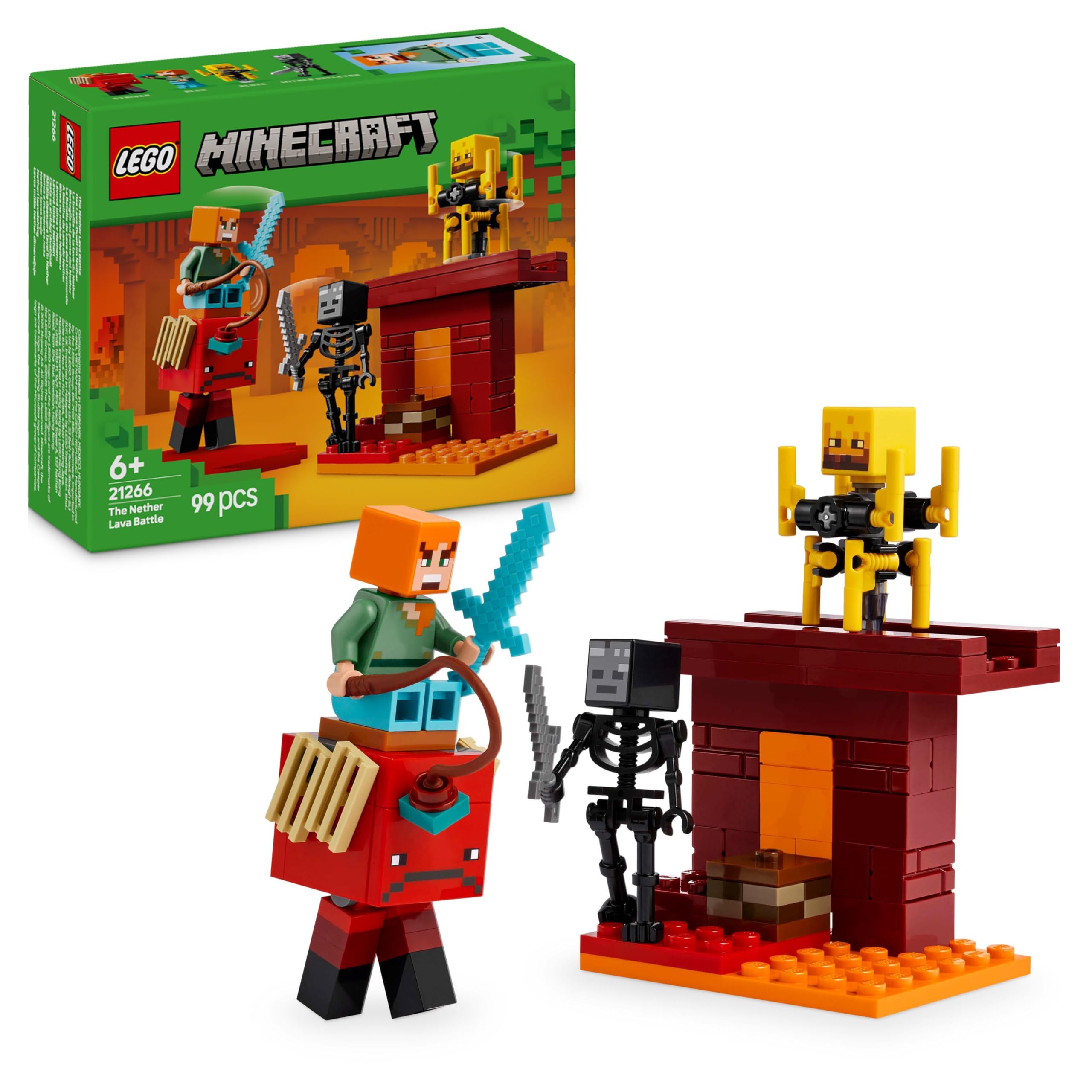 LEGO Minecraft The Nether Lava Battle Building Set - 99-Piece Playset with Alex Figure, Ages 6+ 1
