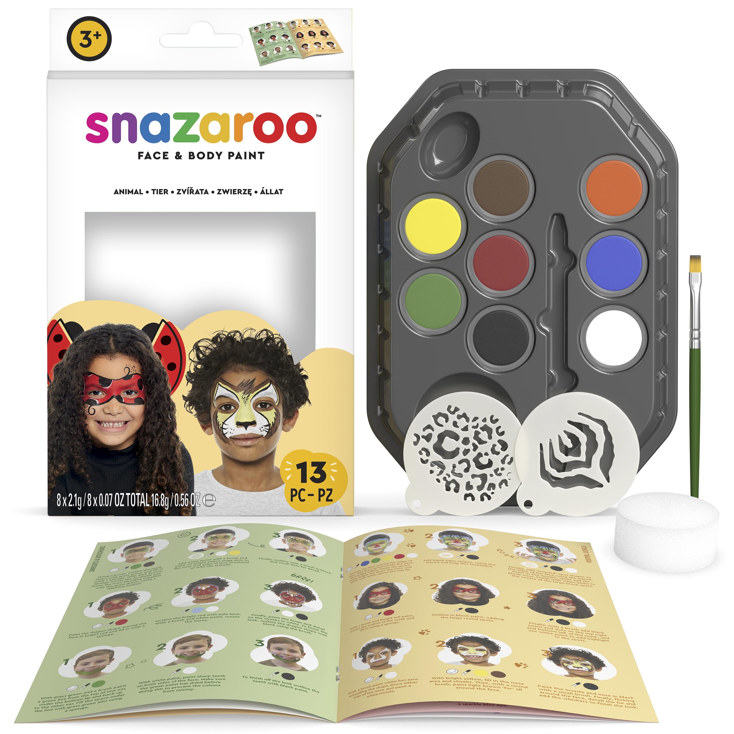 Snazaroo Animal World Face Painting Palette Kit - 8 Colours, Washable, Non-Toxic | Kids & Adults 1