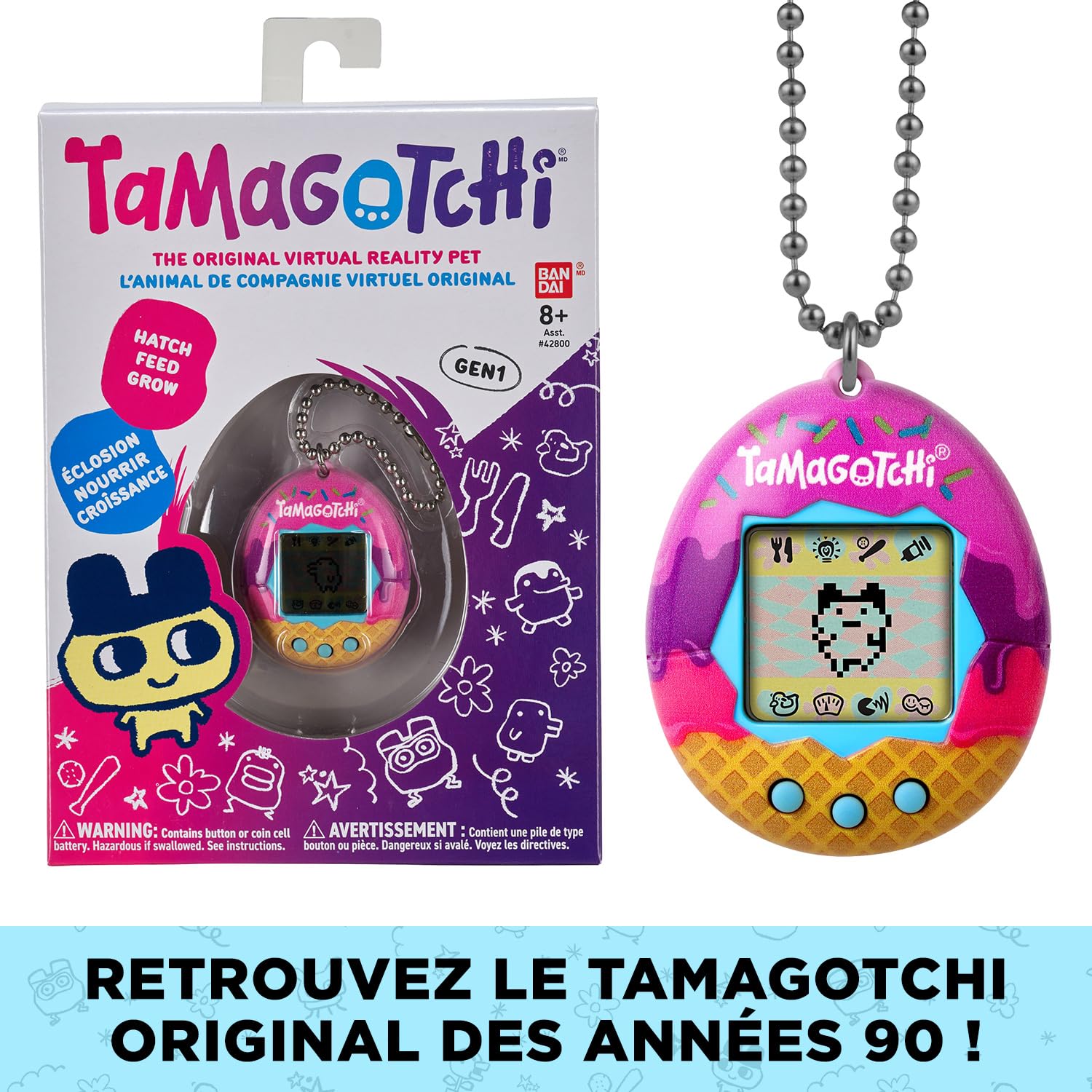 Bandai Tamagotchi Original Ice Cream Shell - Retro Virtual Pet Toy for Kids & Adults 8+ 6