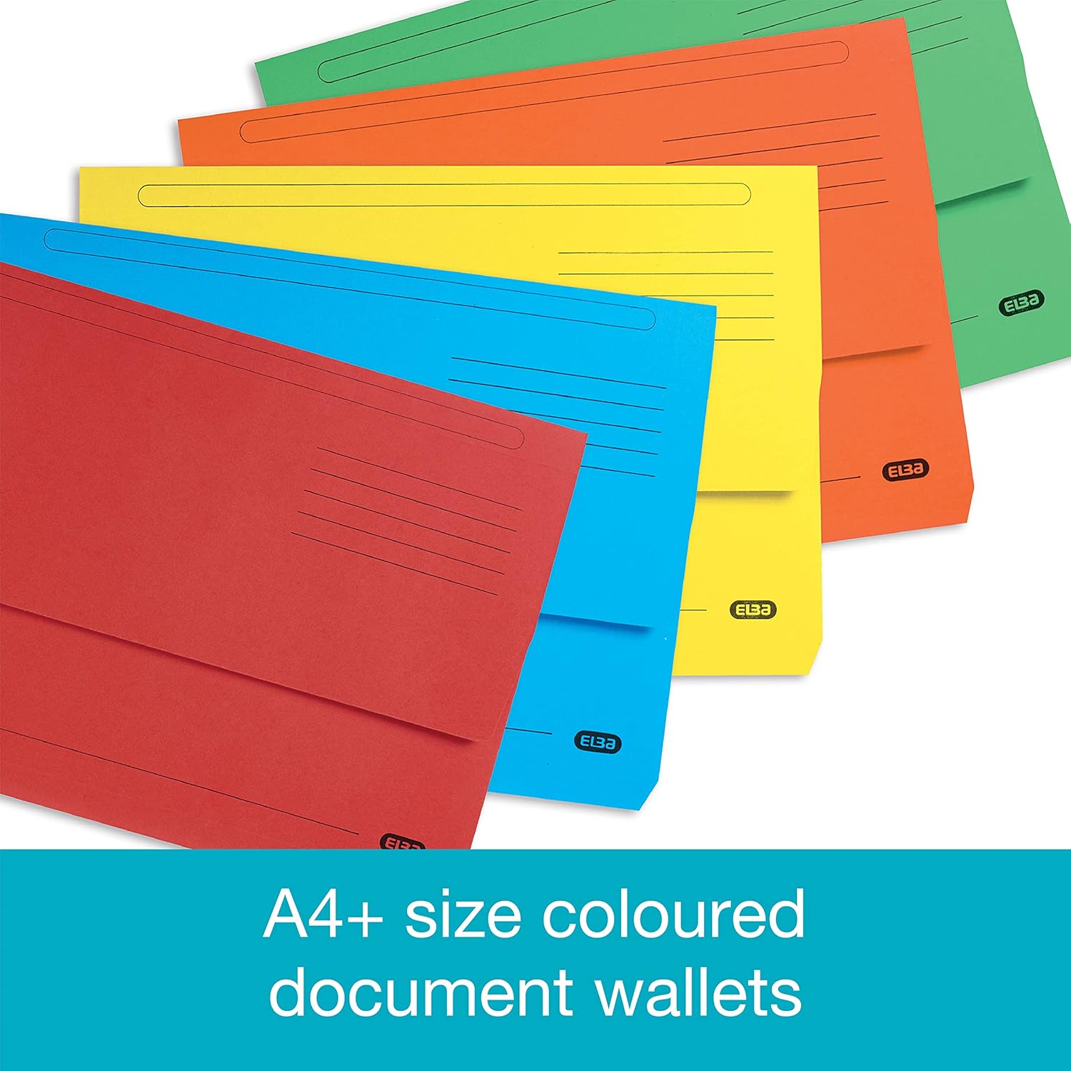 Elba Foolscap Document Wallet, Assorted Colours, Pack of 10 Folders 5