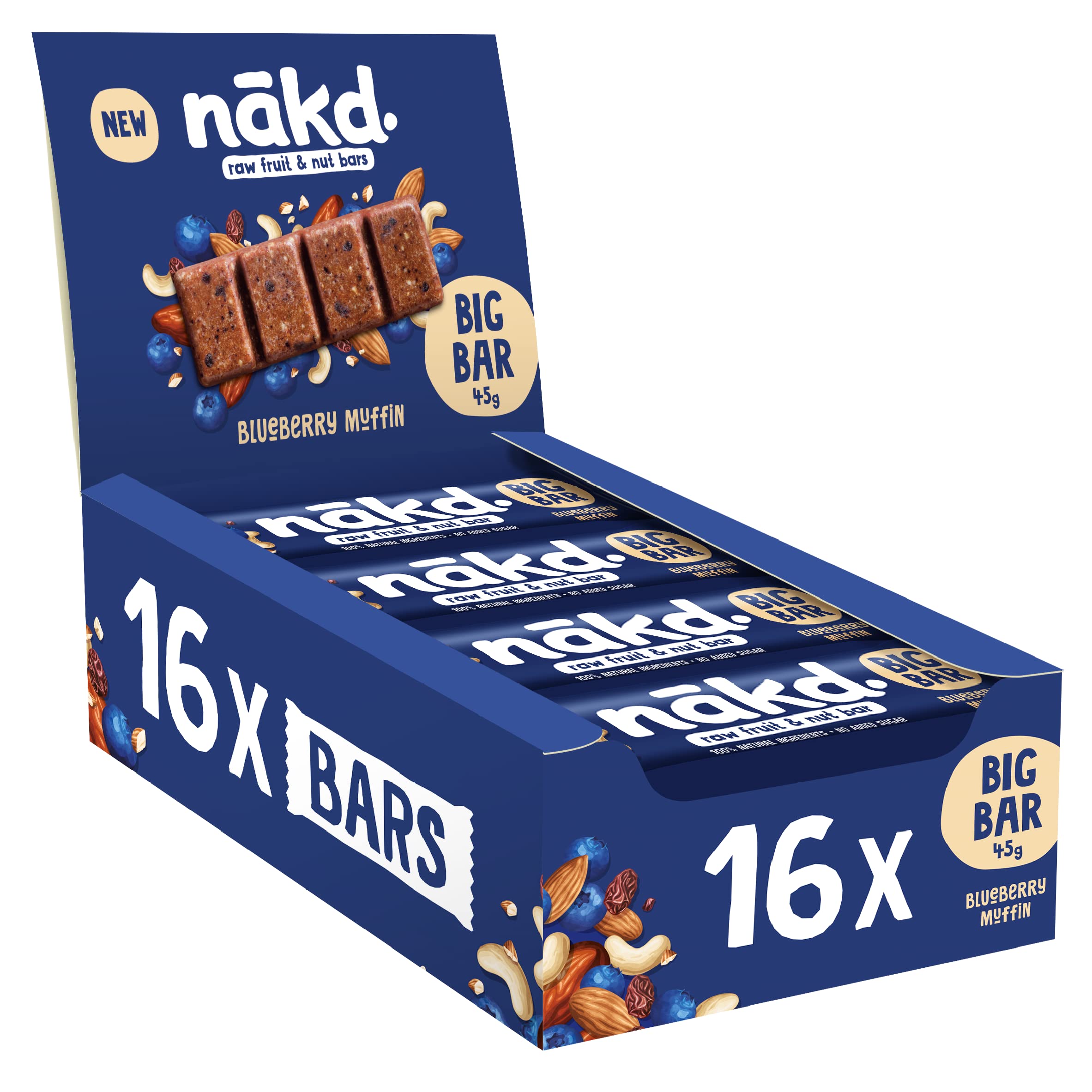 Nakd Blueberry Muffin Big Bar - Vegan, Gluten-Free, 45g