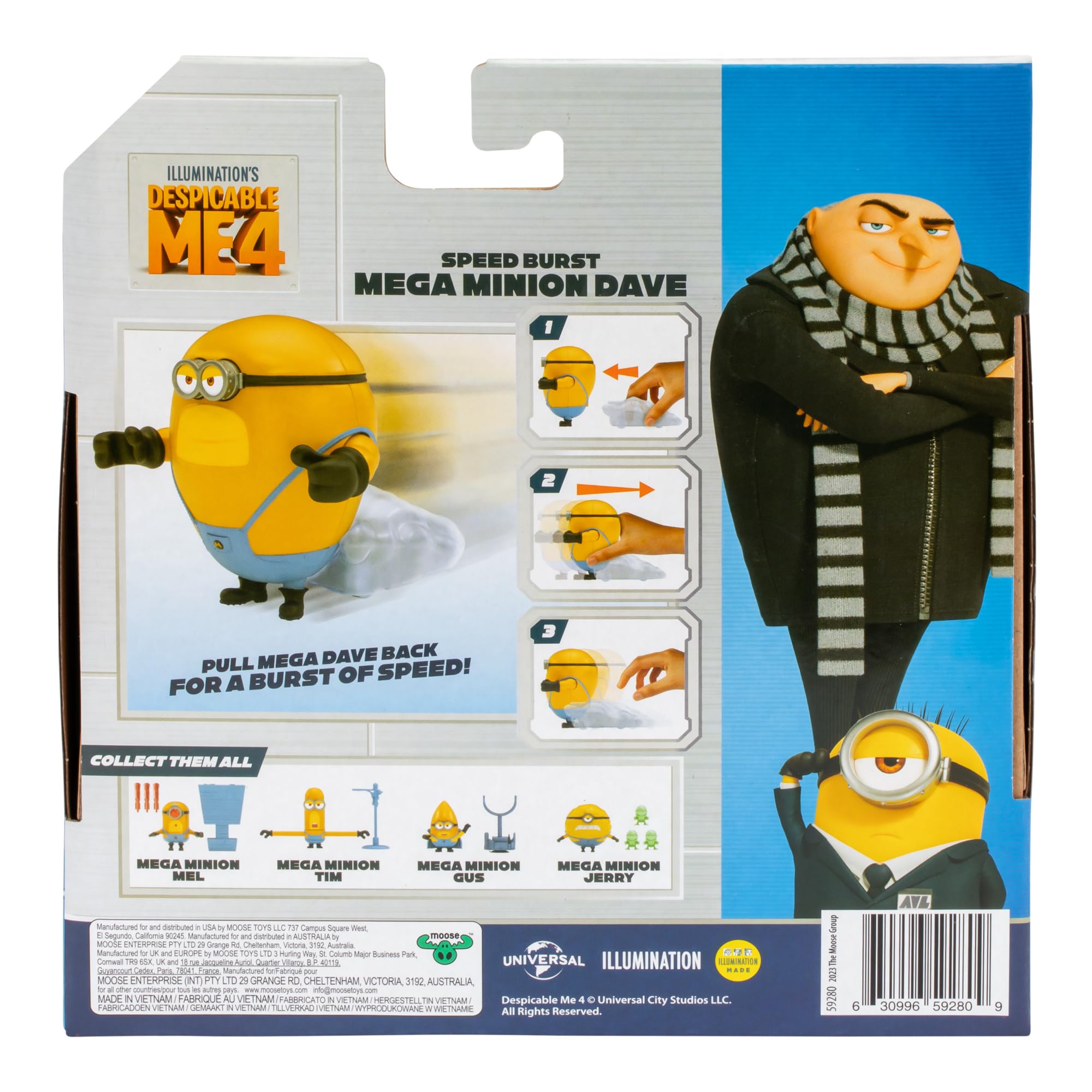 MINIONS Despicable Me 4 Speed Burst Mega Dave Action Figure | Pull Back to Race | Collect All 5 | Ages 4+