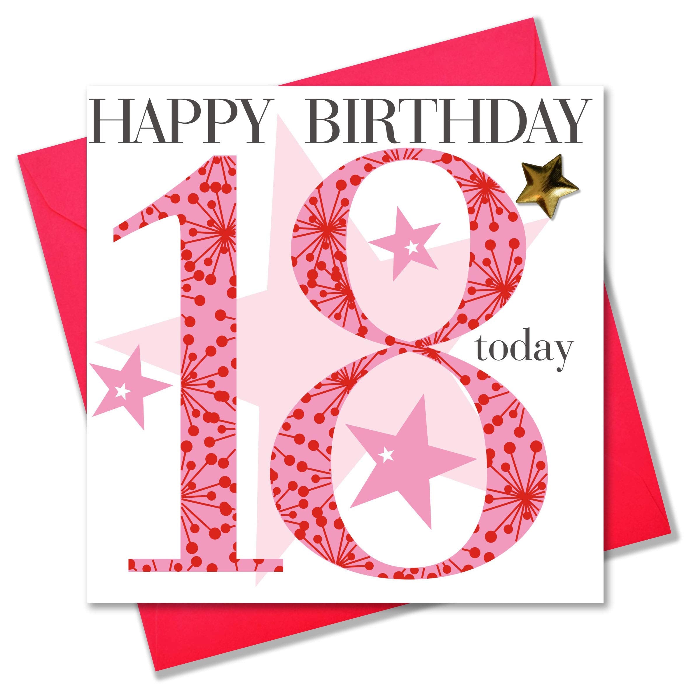 Claire Giles Greeting Cards - 18th Birthday Card for Girls | 150x150mm Pink & Gold | AGE18G