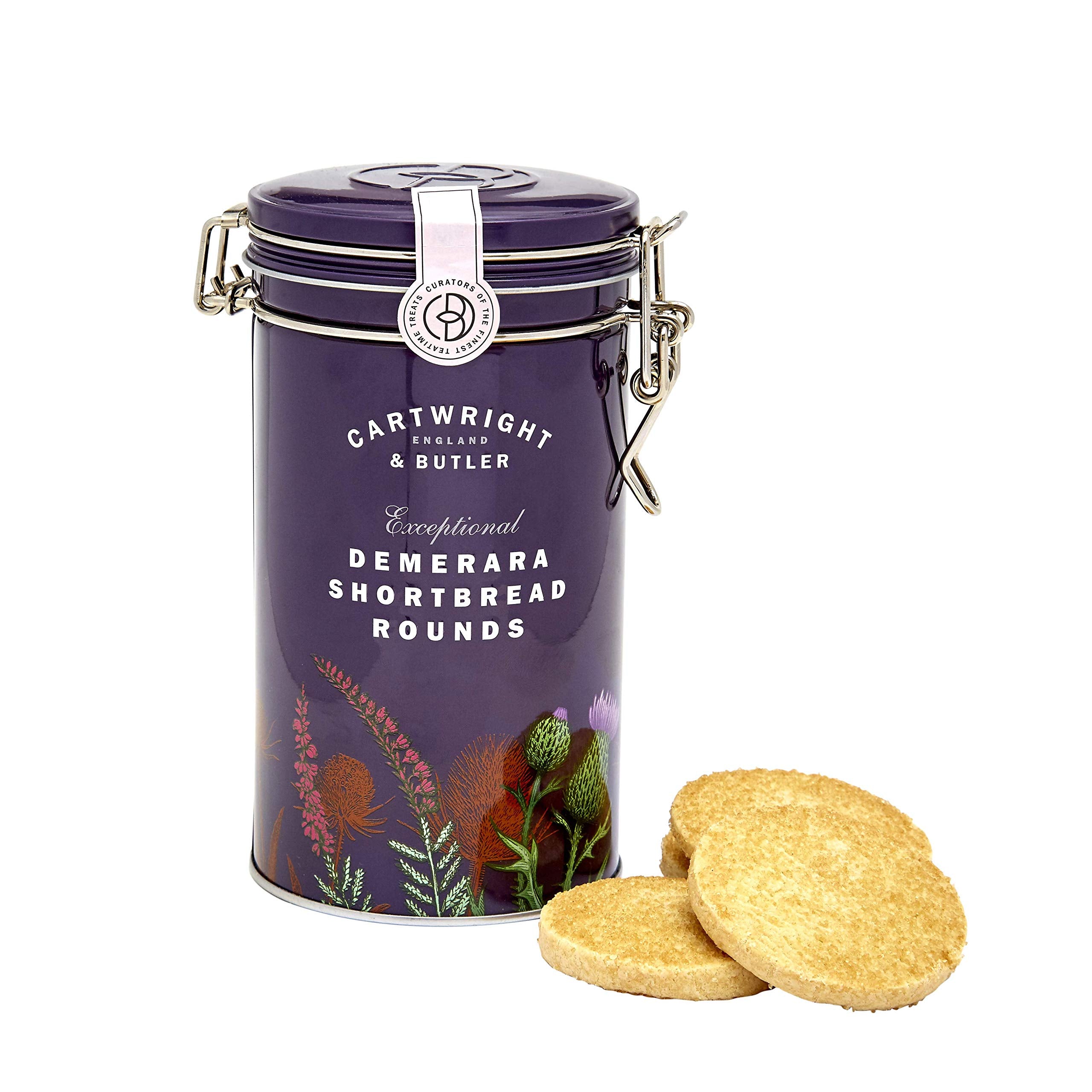 Cartwright & Butler Demerara Shortbread Rounds - 200g Tin | Traditional Recipe | Suitable for Vegetarians