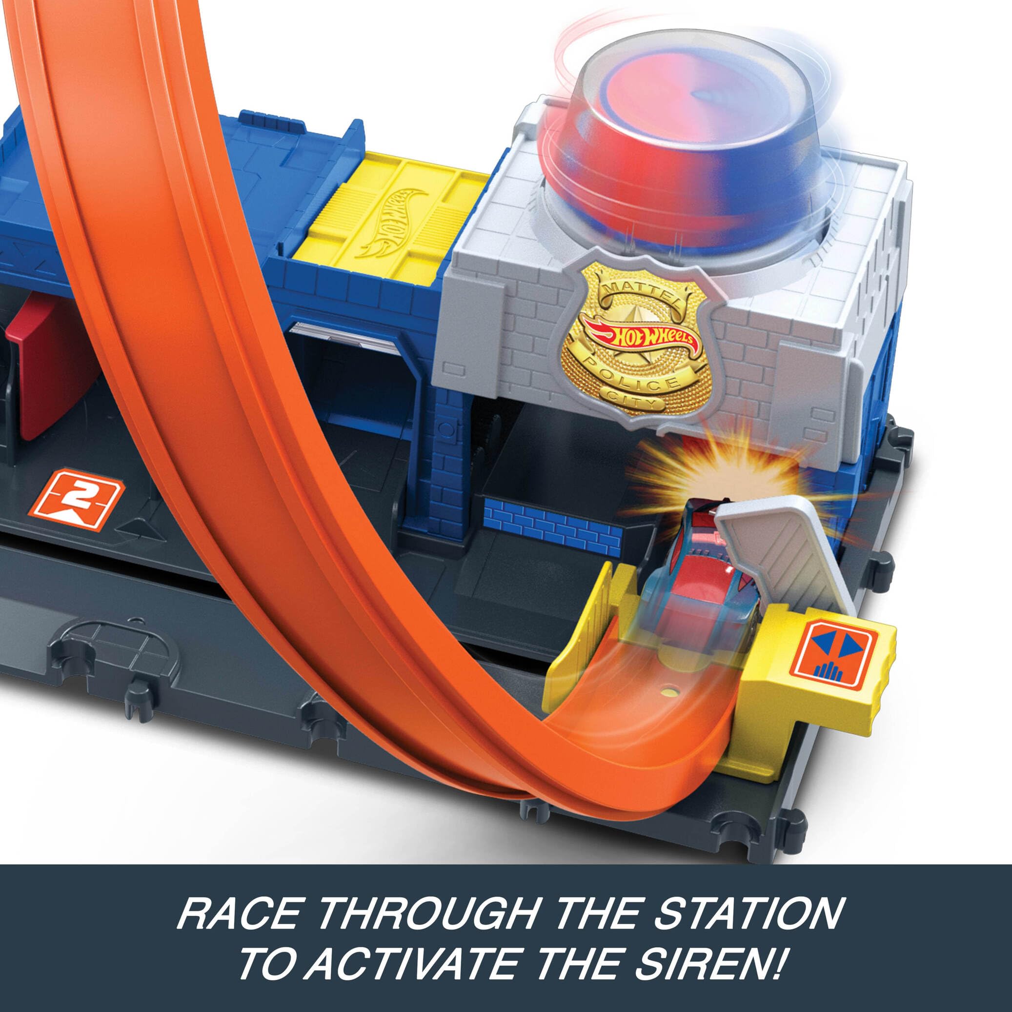 Hot Wheels Super Police Station Playset - Adjustable Loop Track | Includes 1:64 Scale Car | Model JBM71 6