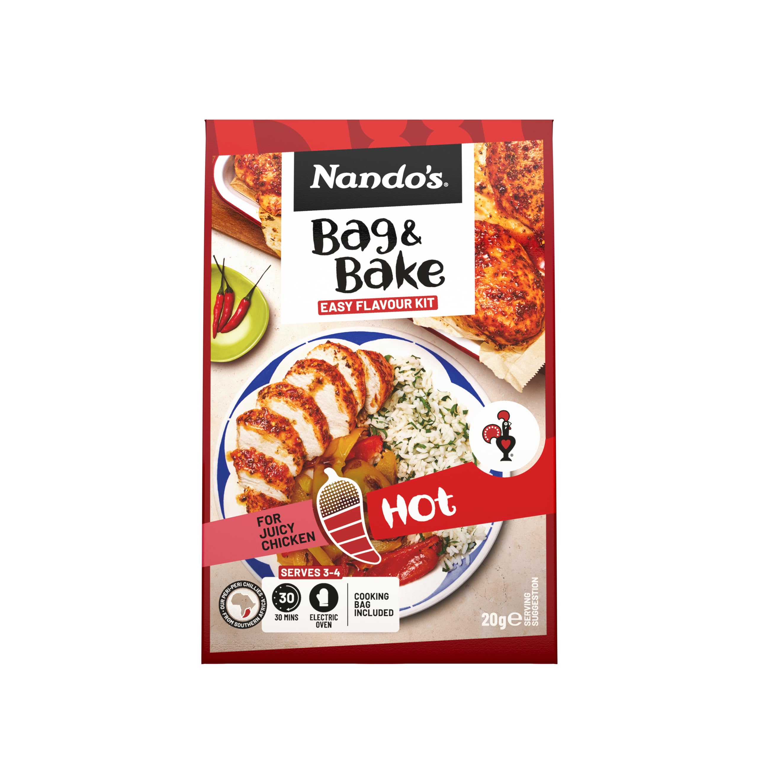 Nando's Peri-Peri Bag & Bake Seasoning for Chicken, Hot | 20g Powder 1
