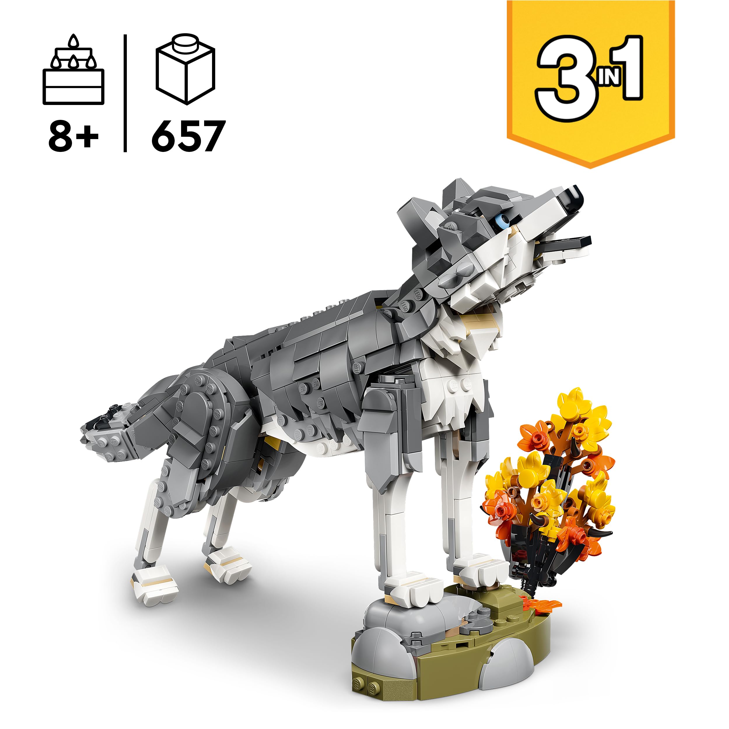 LEGO Creator 3 in 1 Forest Animals: Grey Wolf Toy Set 31393 | Ages 8+ 2
