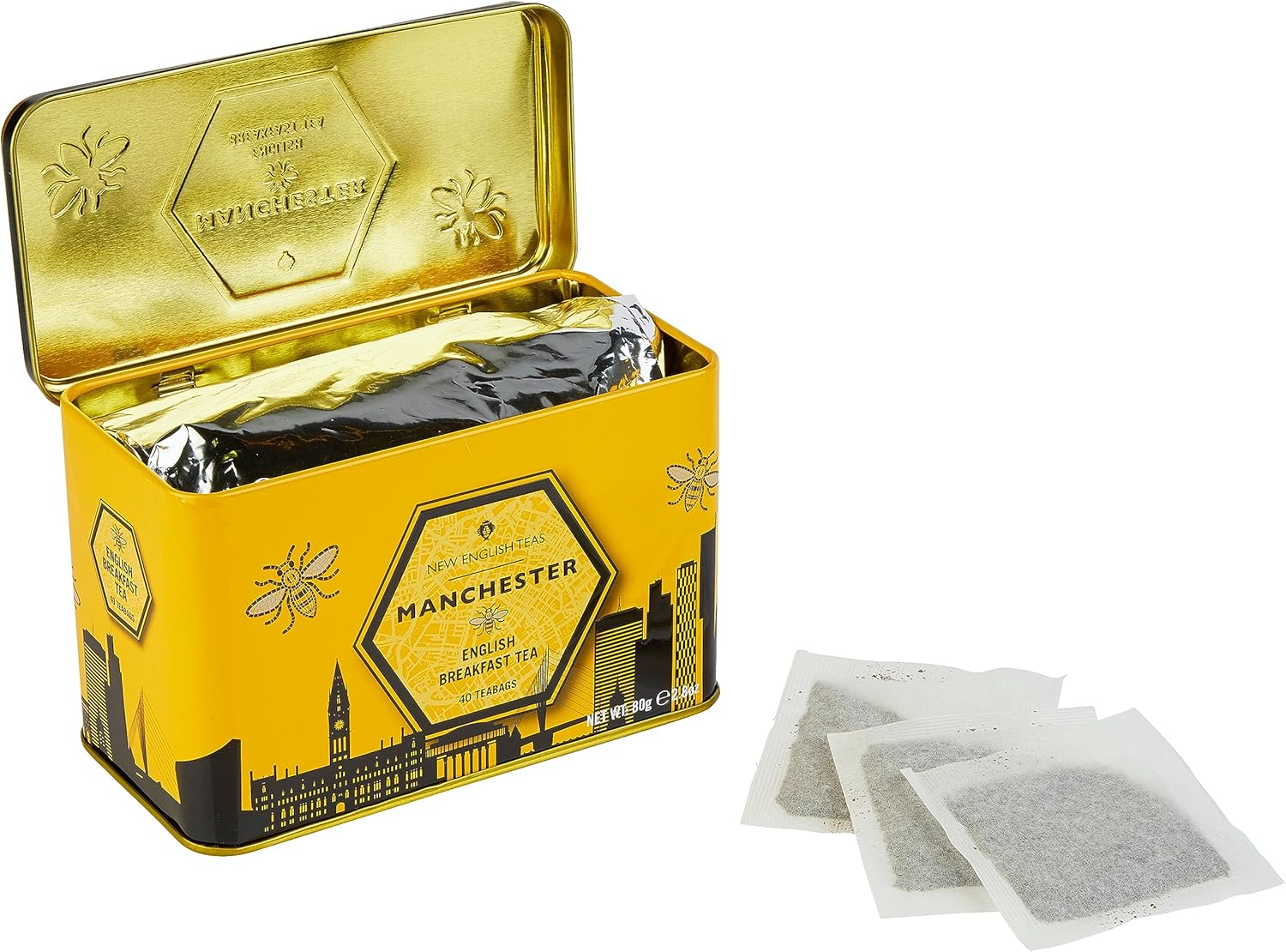 New English Teas - Manchester City Bee Tea Caddy with 40 English Breakfast Teabags 2