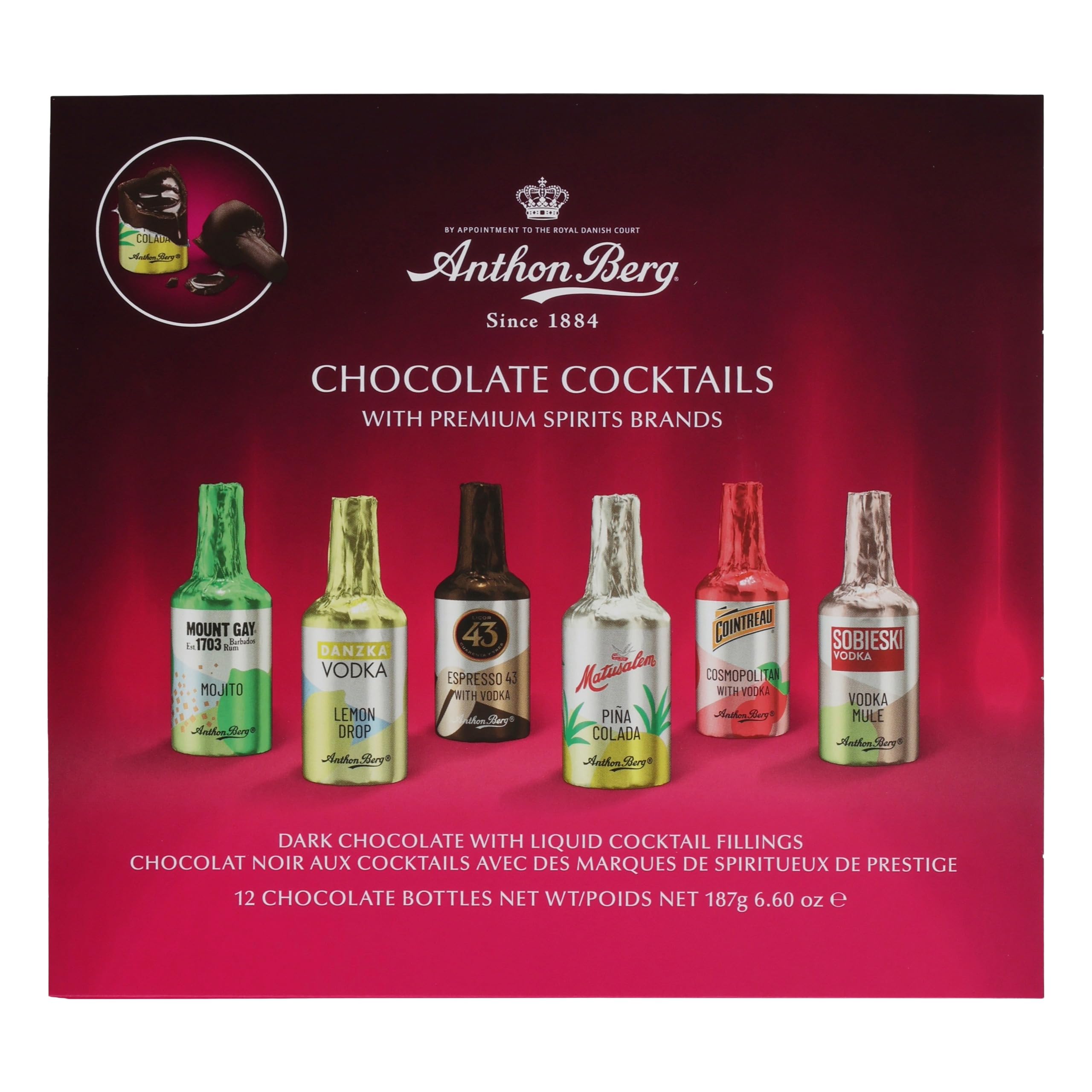 Anthon Berg 12 Dark Chocolate Cocktails with Famous Spirits Liqueurs 1