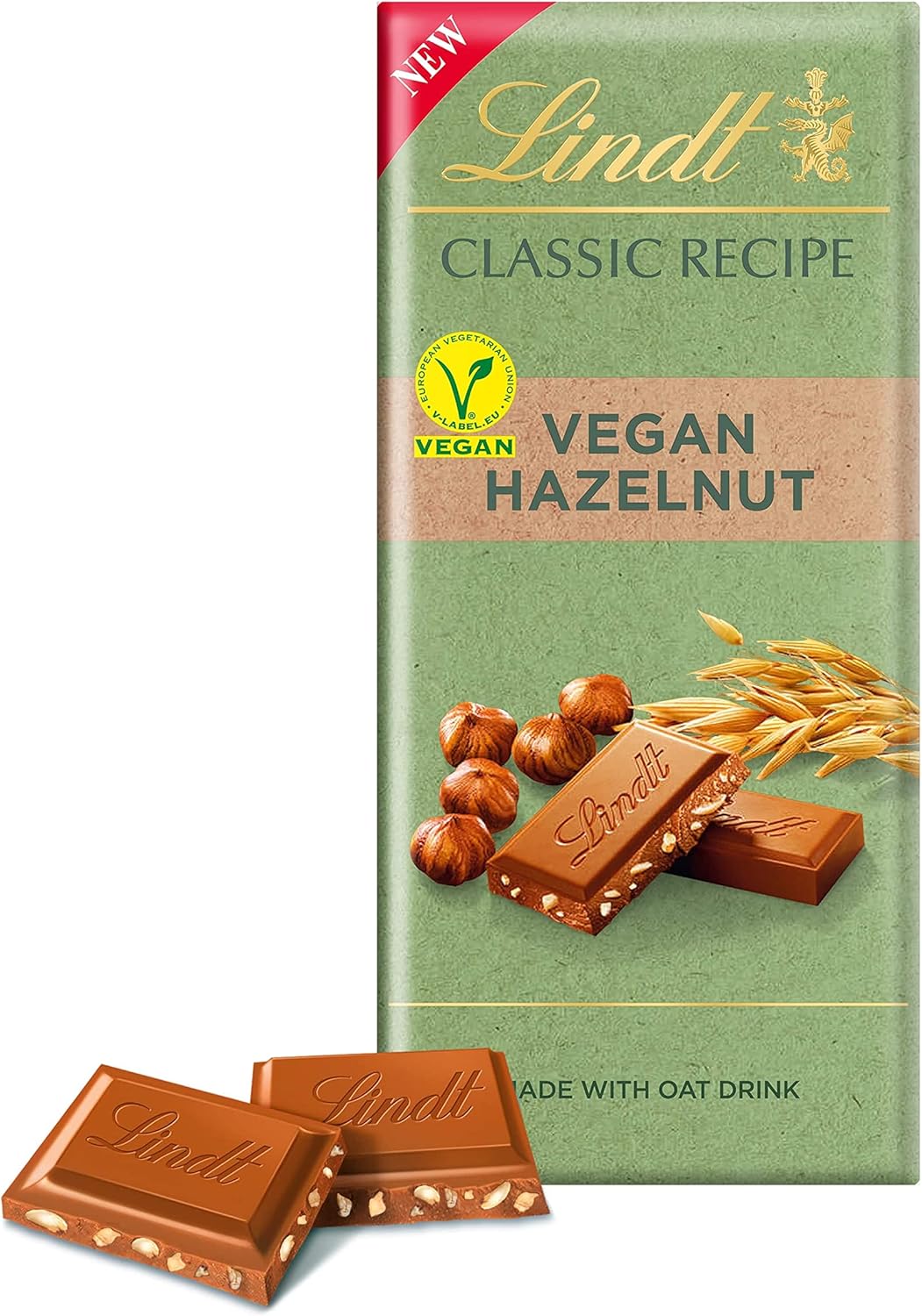 Lindt Vegan Chocolate Bar with Hazelnut, Almond & Oat Drink Powder, 100g