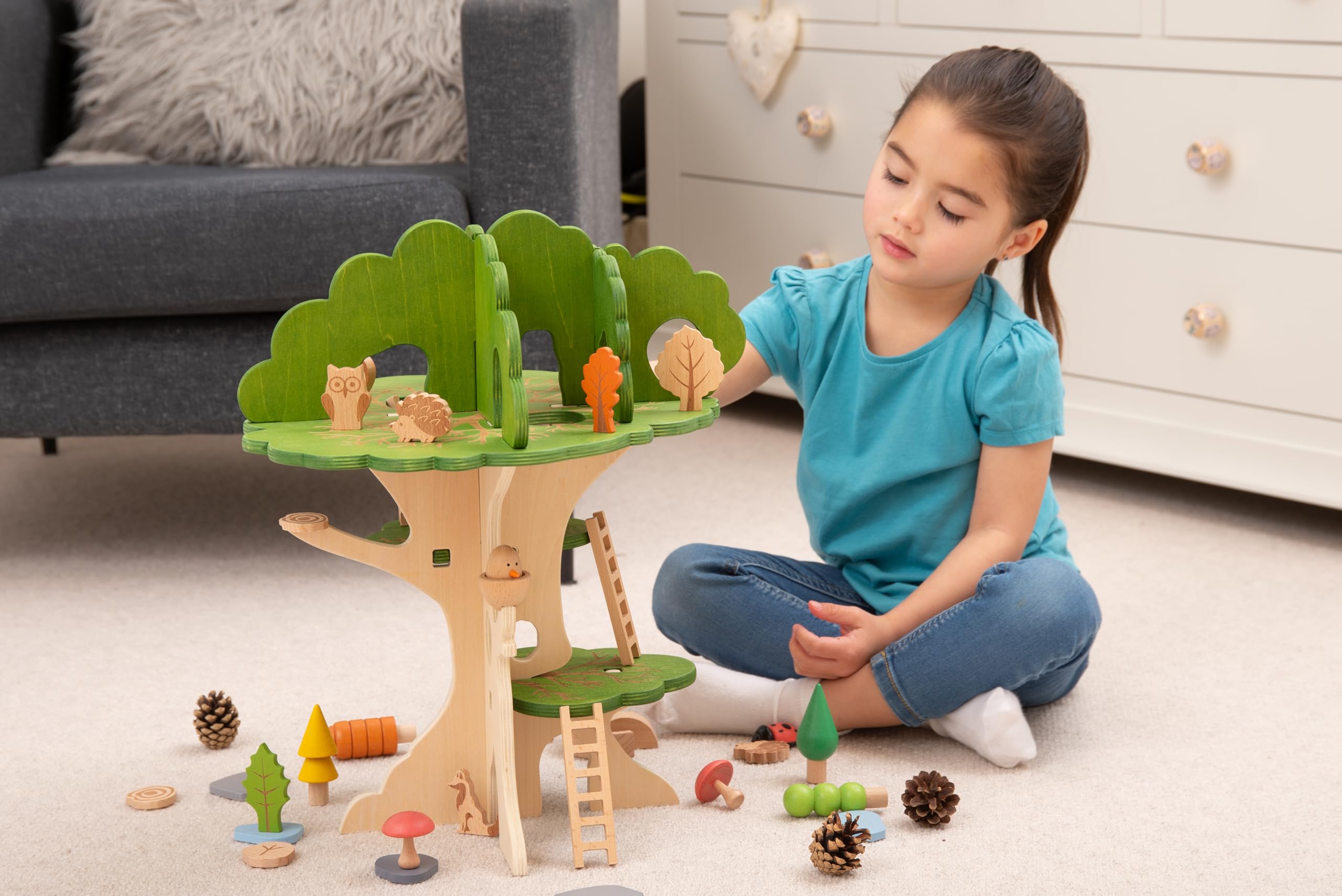 tickit Woodland Trail Tree House - Wooden Playhouse for Small World Play | Ages 3+ | Wood 4