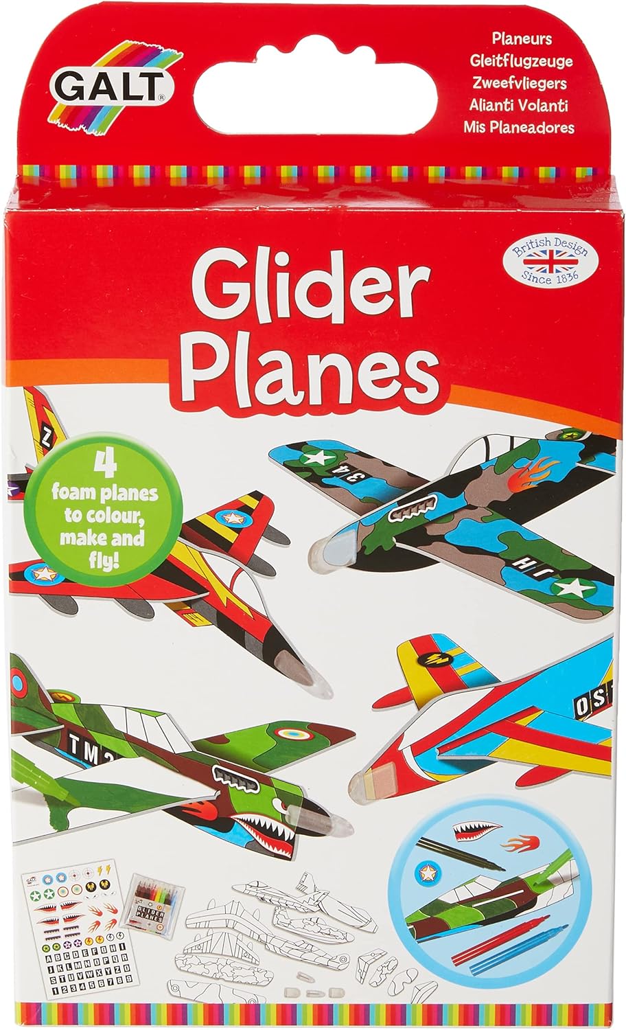 Galt Glider Planes Craft Kit - 4 Foam Plane Toys for Kids Ages 5+ 1
