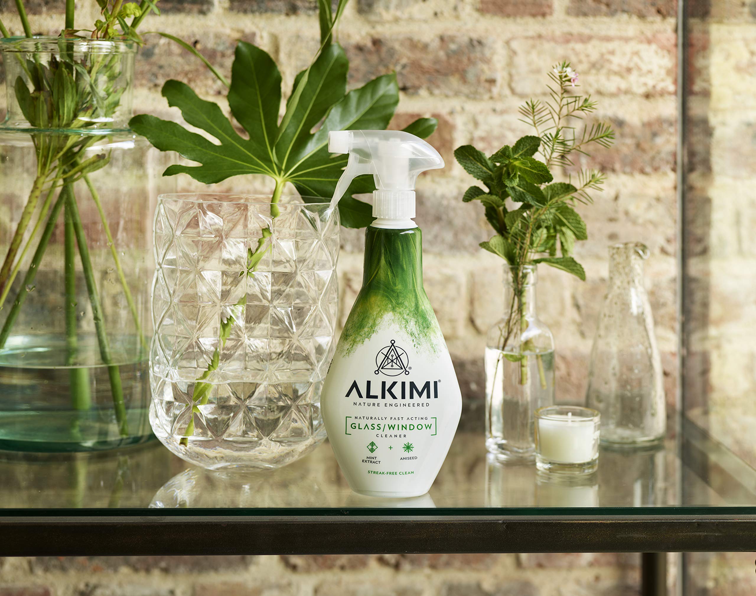 ALKIMI Glass & Window Cleaning Spray - Streak-Free Shine, Natural Mint & Aniseed Scent | 500 ml