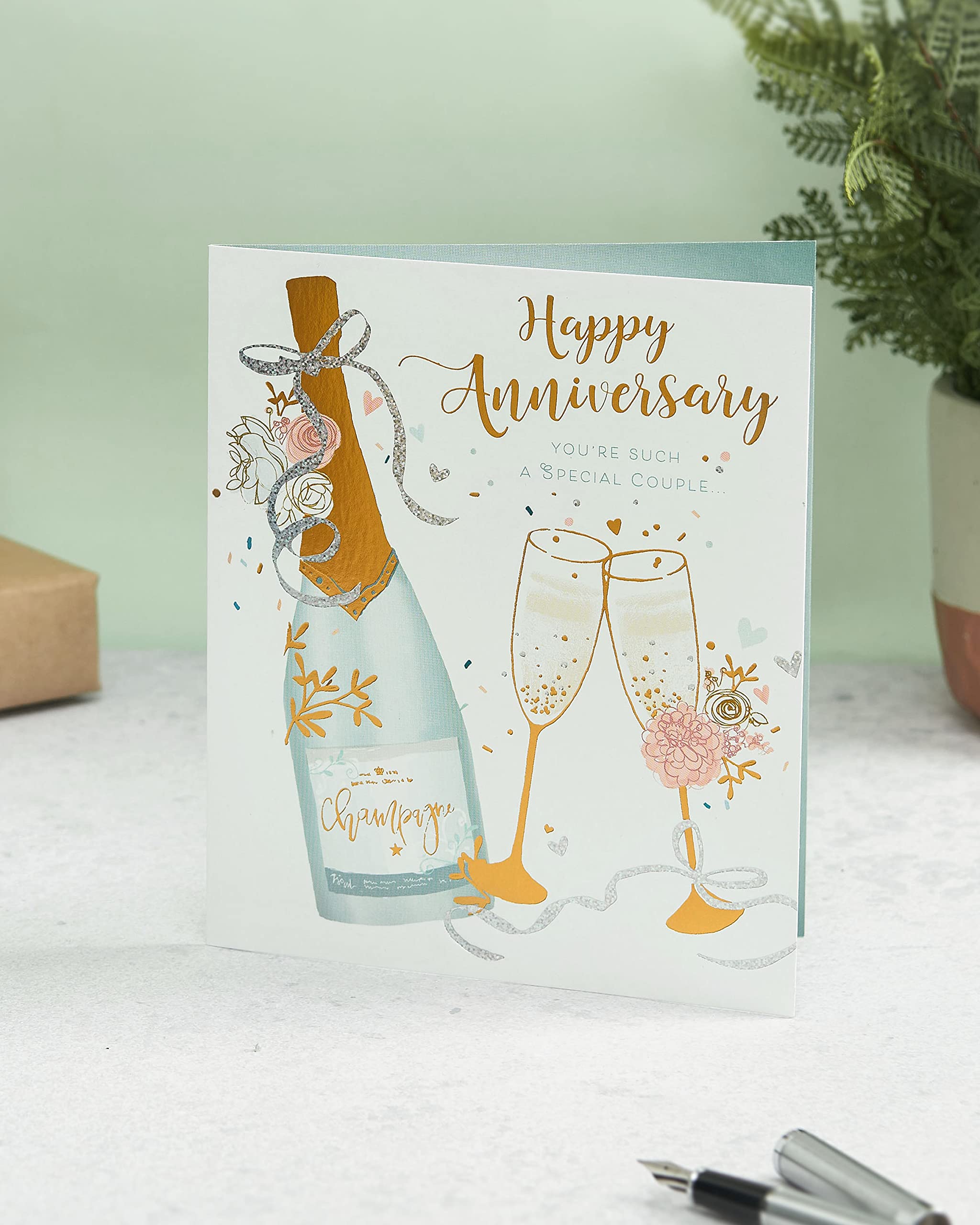 UK Greetings Anniversary Card - Champagne & Flutes Design | 165 x 190 mm 3