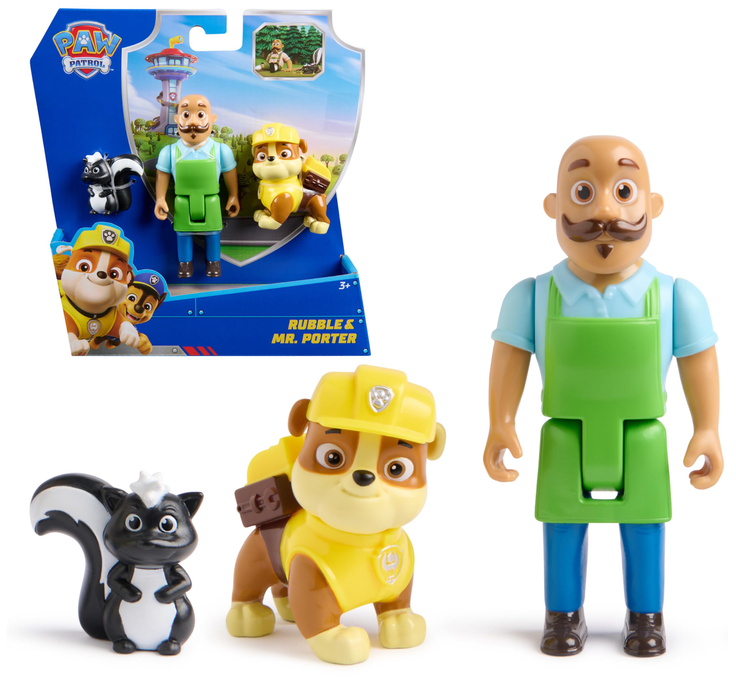 PAW Patrol Rubble & Mr. Porter Figure Pack with Skunk Toy Figure - Action Figures for Kids Ages 3-9 1