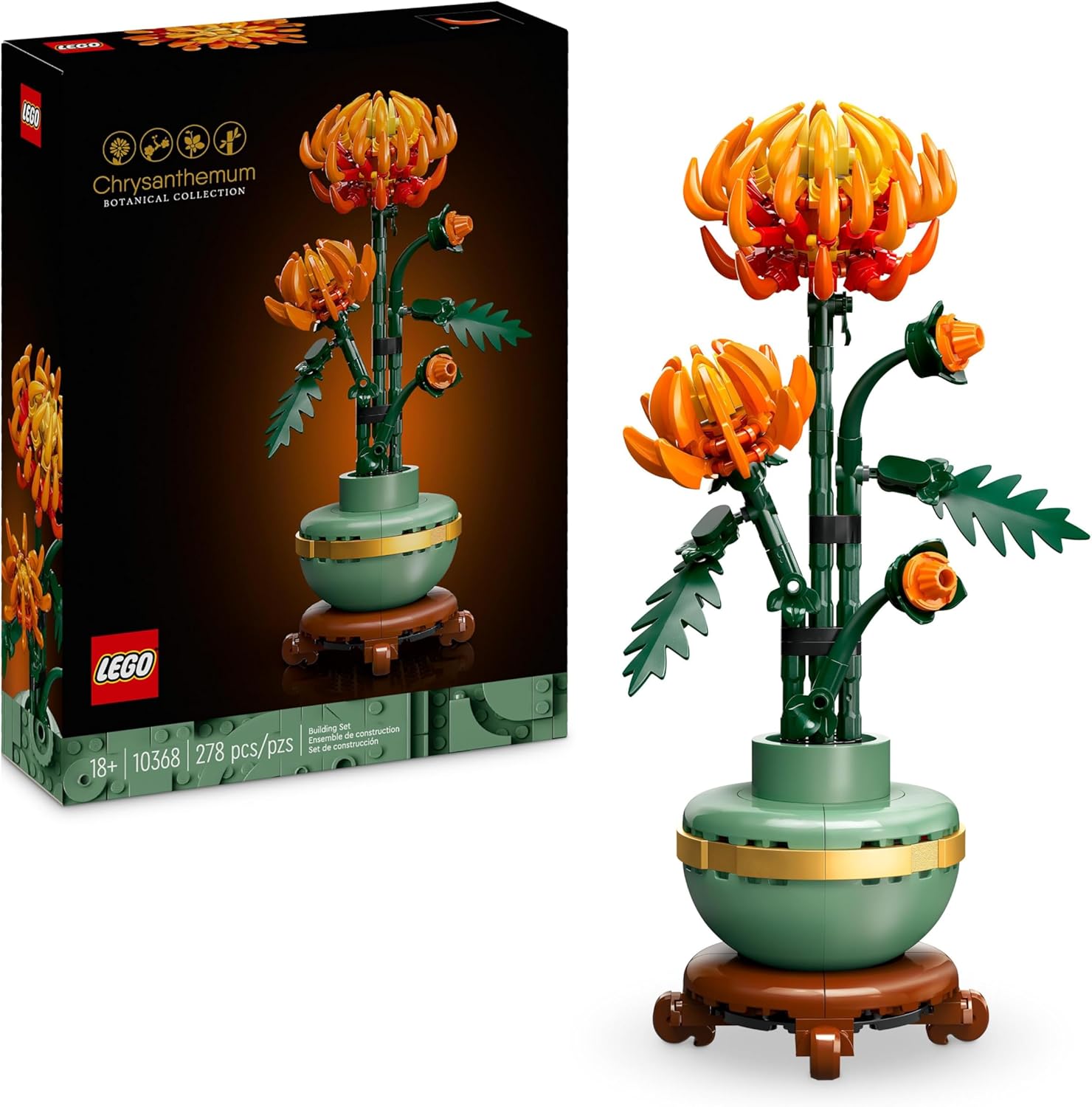 LEGO Icons Chrysanthemum Flower Building Set - 278-Piece Creative Kit for Adults 1